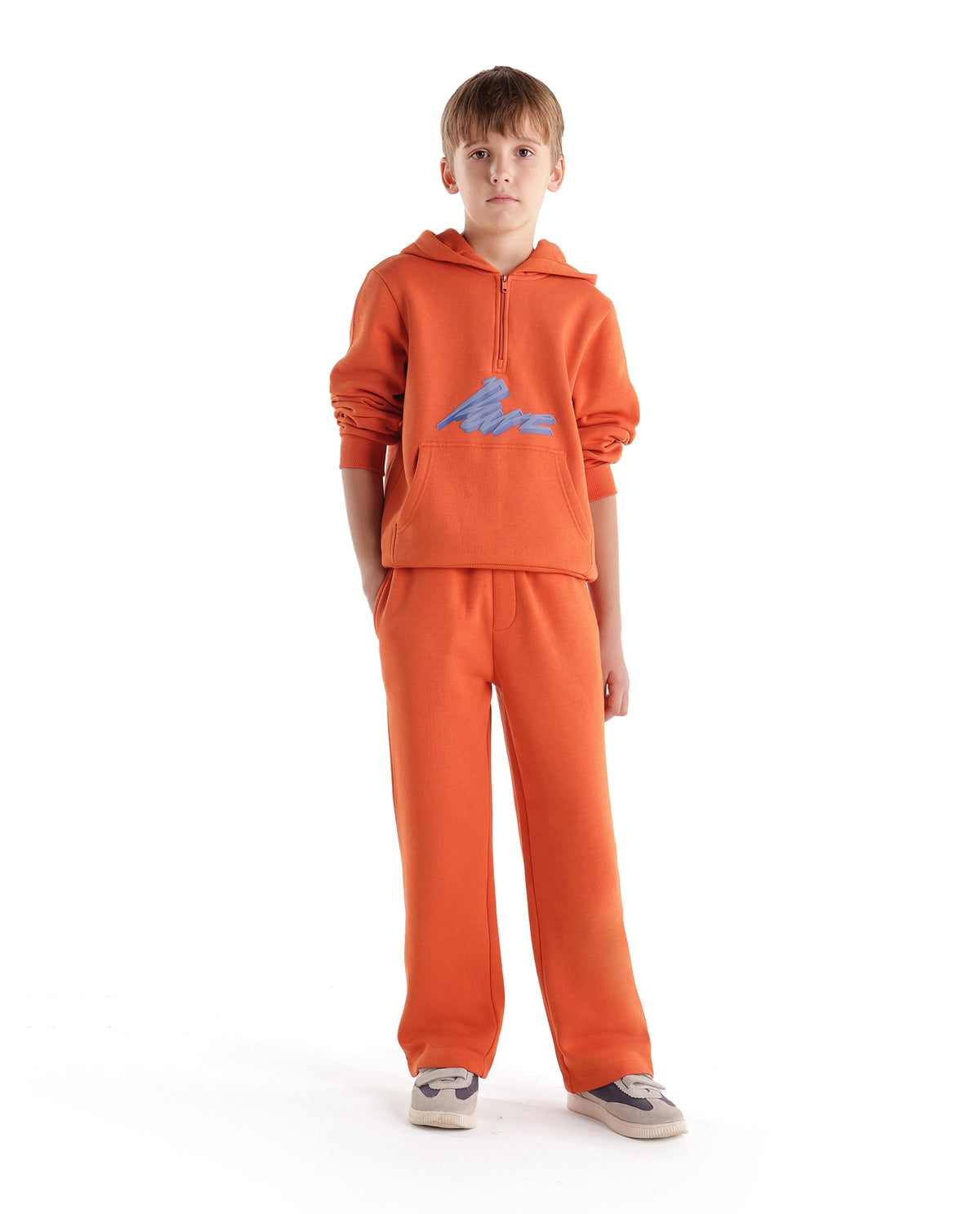 Rare Ones Kids Rero-B Orange Cotton Blend Straight Plain Track Pant