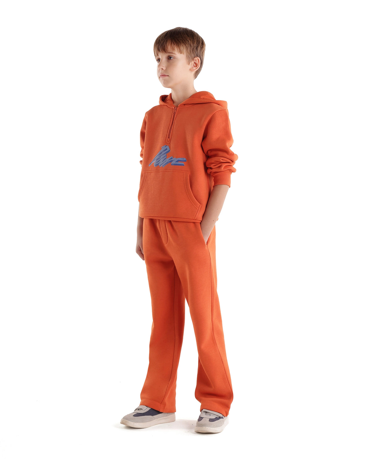 Rare Ones Kids Rero-B Orange Cotton Blend Straight Plain Track Pant