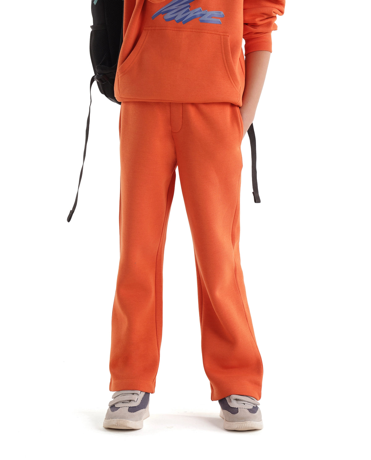 Rare Ones Kids Rero-B Orange Cotton Blend Straight Plain Track Pant