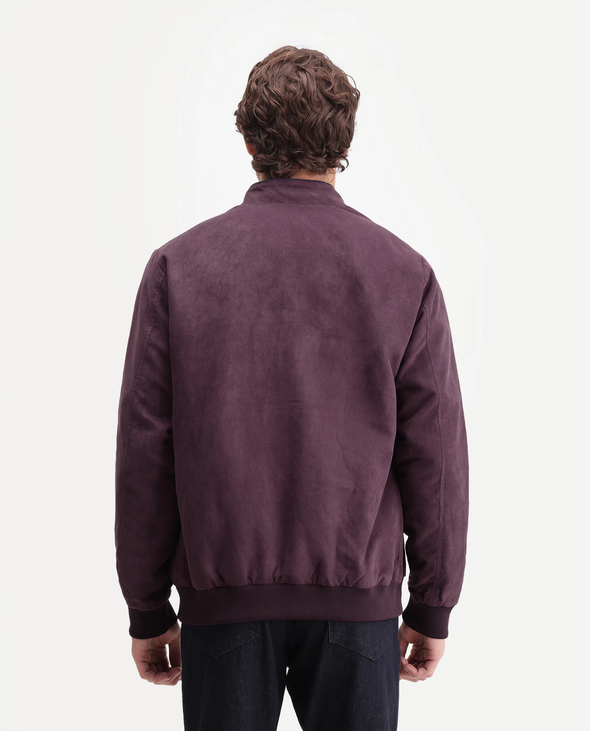 Rare Rabbit Men's Henron Dark Red Polyester Band Collar Regular Plain Jacket