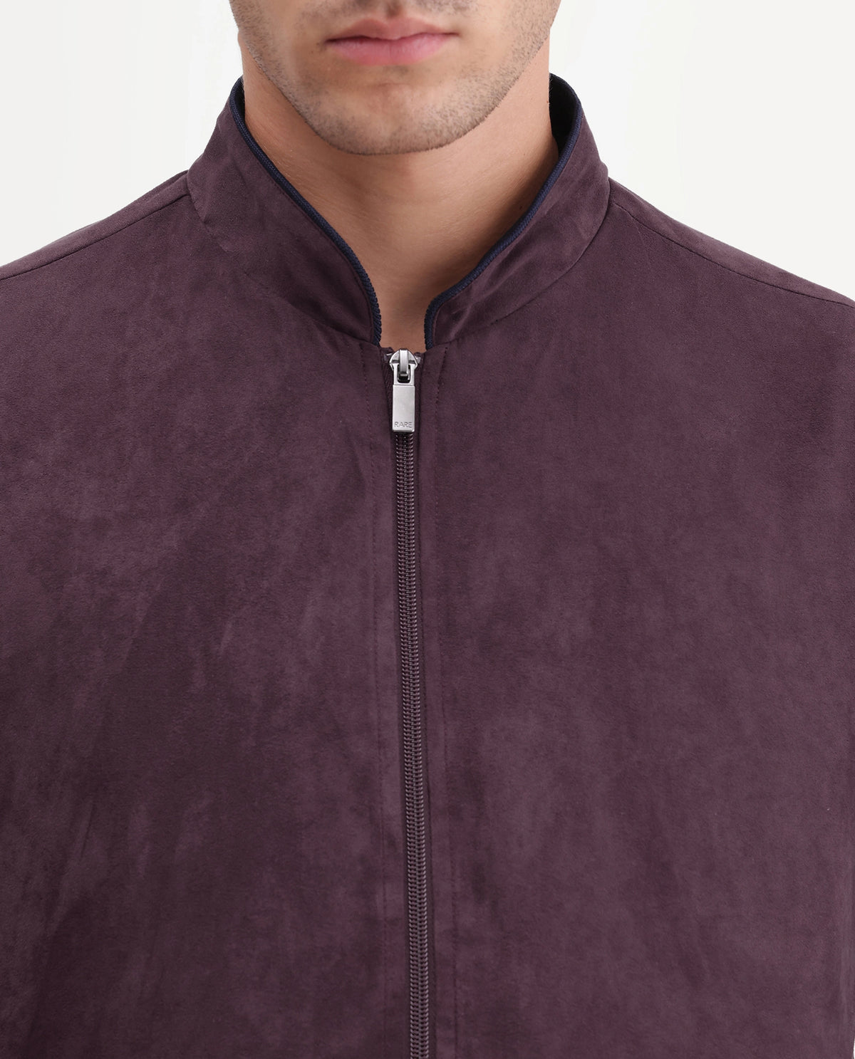 Rare Rabbit Men's Henron Dark Red Polyester Band Collar Regular Plain Jacket