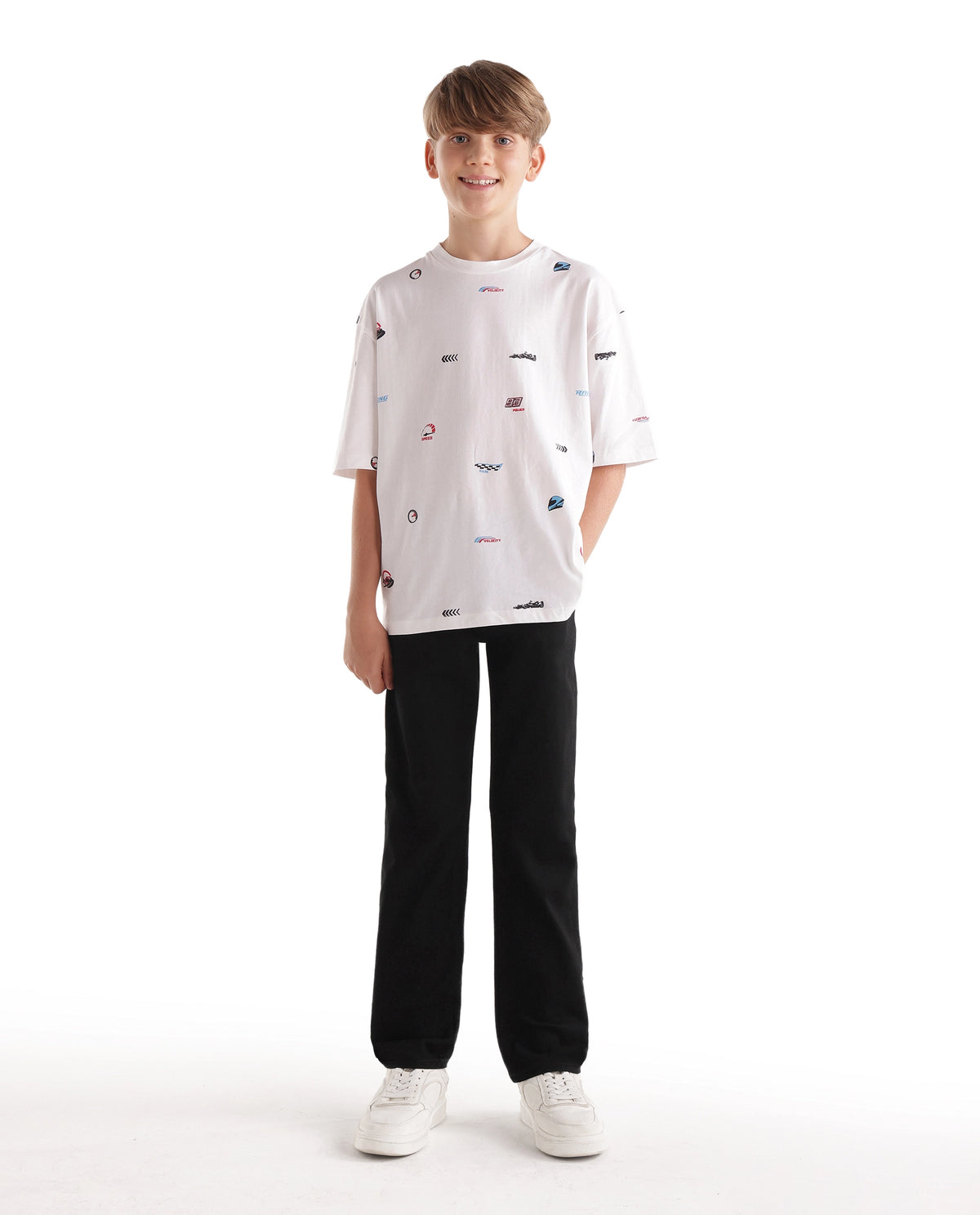 Rare Ones Kids Denno Black Cotton Blend Fabric Button And Zip Closure Regular Fit Plain Jeans