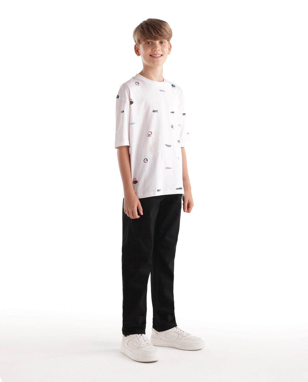 Rare Ones Kids Denno Black Cotton Blend Fabric Button And Zip Closure Regular Fit Plain Jeans