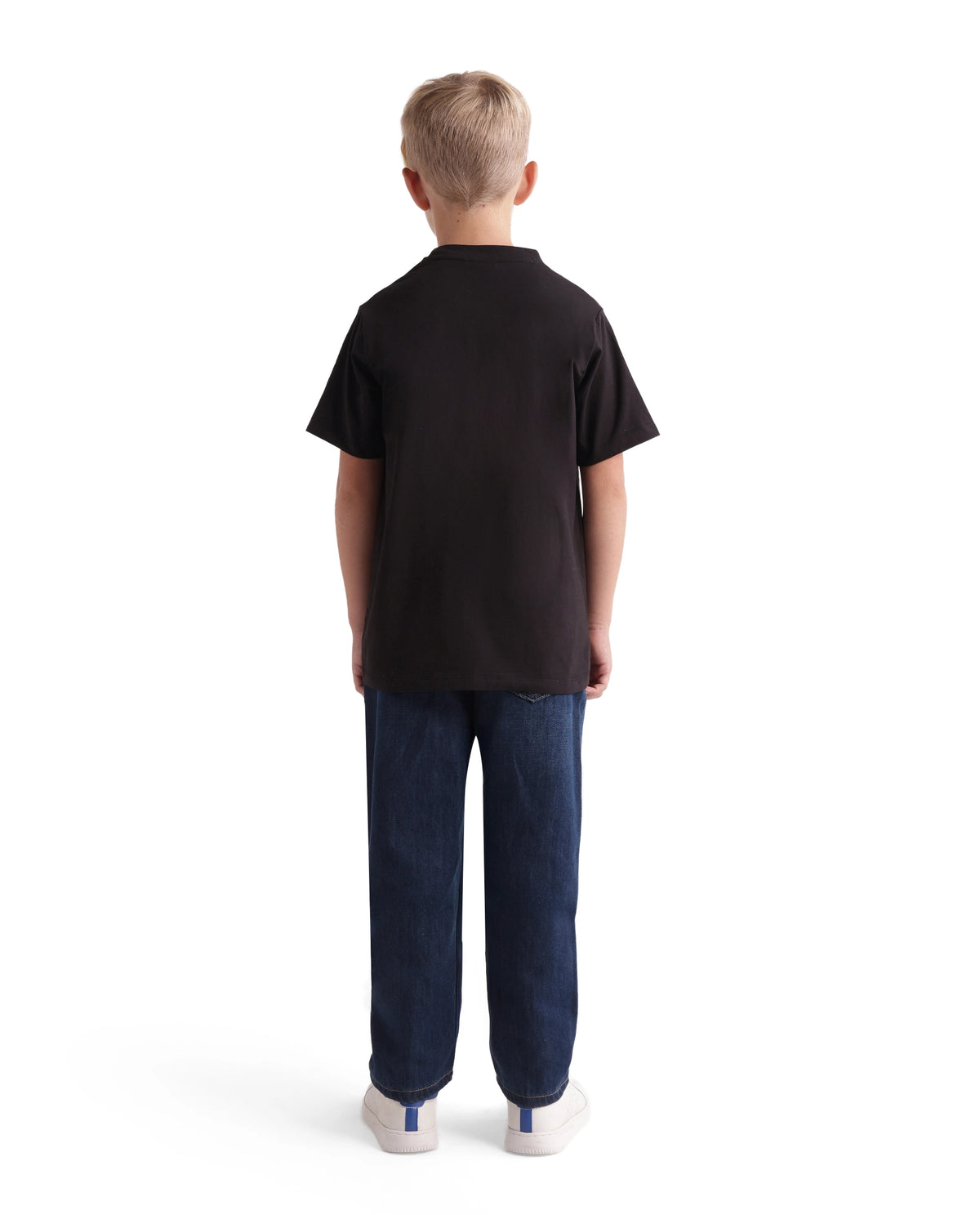 Rare Ones Kids Indi-K-26 Dark Blue Cotton Fabric Button And Zip Closure Regular Fit Plain Jeans