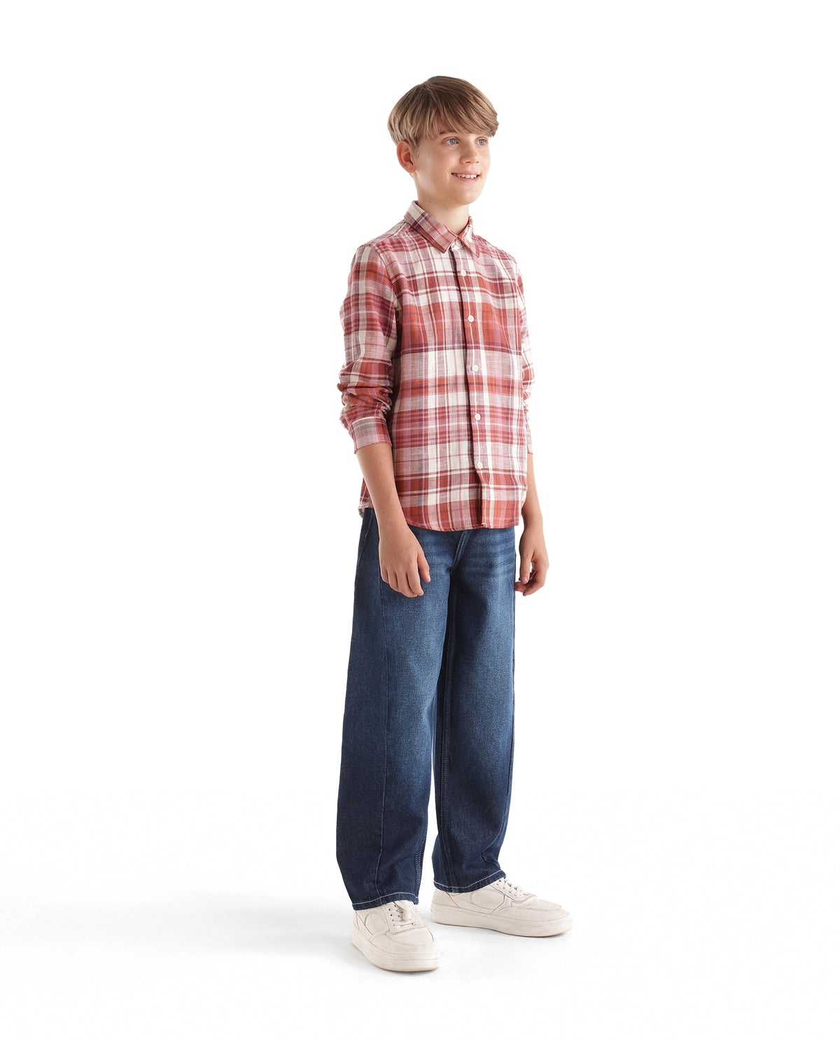 Rare Ones Kids Wells Light Blue Cotton Fabric Button And Zip Closure Relaxed Fit Plain Jeans
