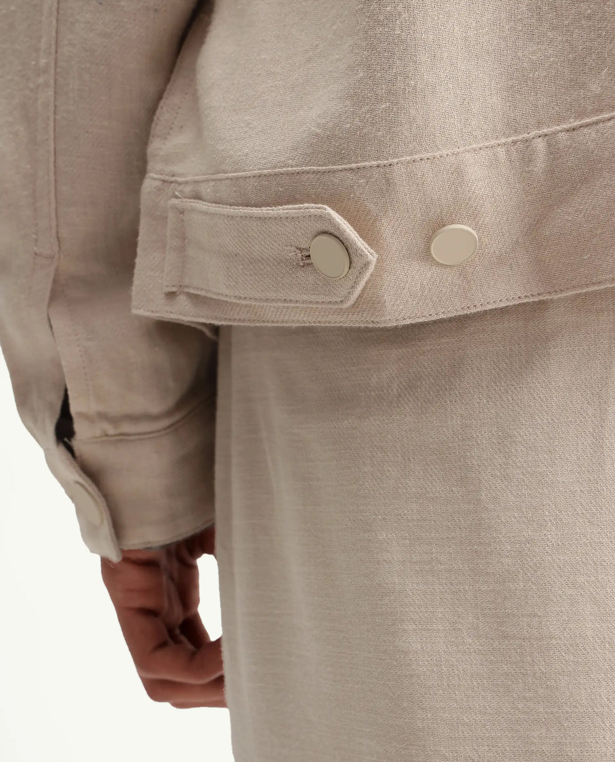 Rare Rabbit Men's Mirk-S Off White Linen Blend Spread Collar Regular Plain Jacket