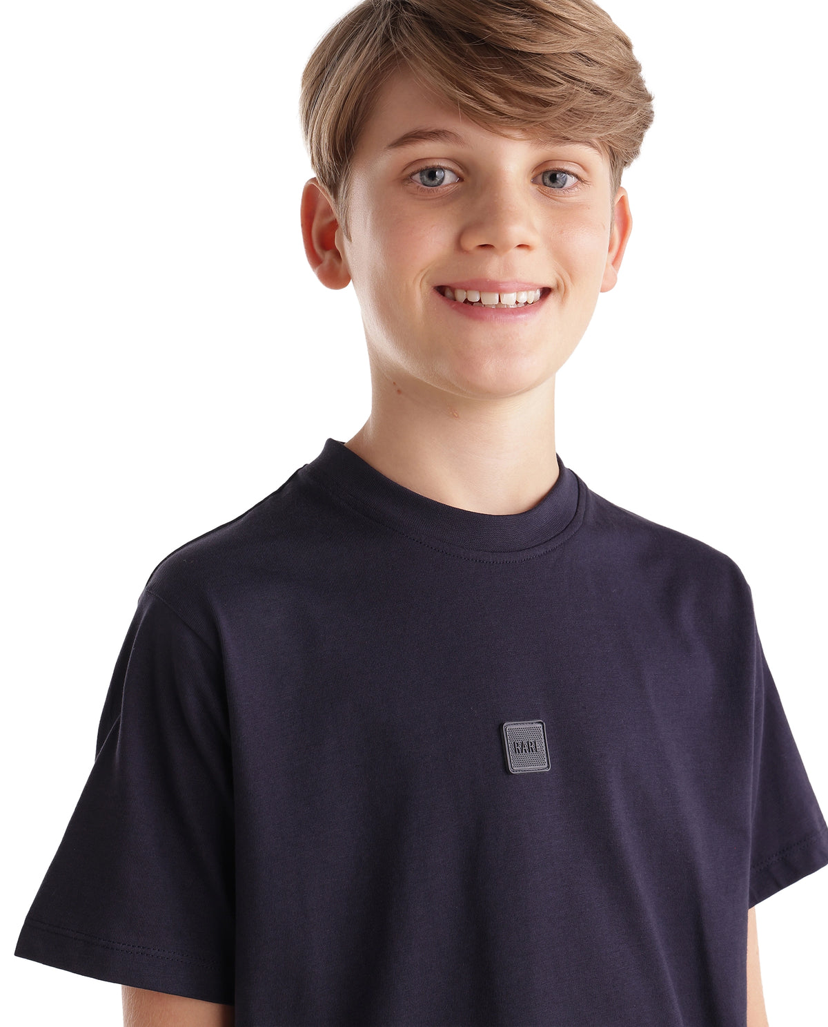 Rare Ones Kids Tian-K-T Navy Cotton Crew Neck Regular Plain T-Shirt