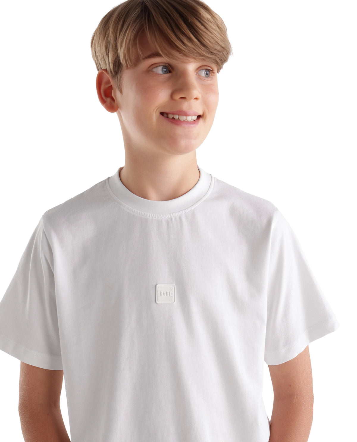 Rare Ones Kids Tian-K-T Off White Cotton Crew Neck Regular Plain T-Shirt