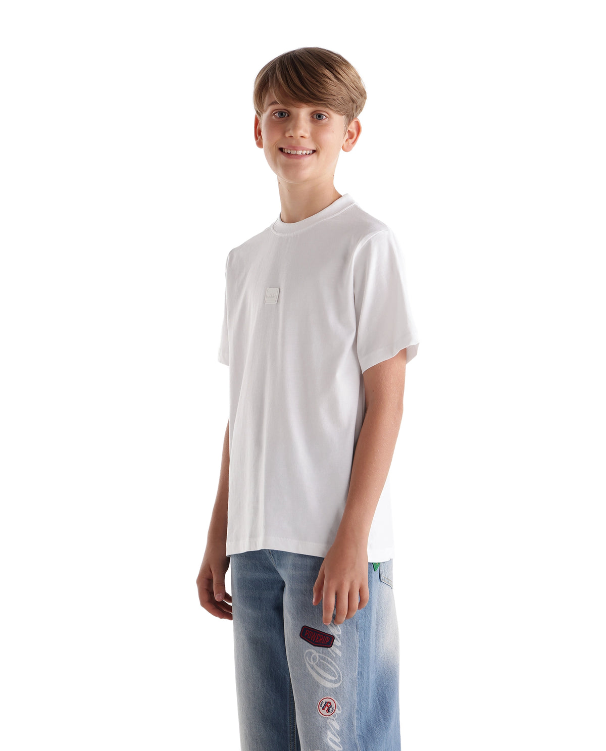 Rare Ones Kids Tian-K-T Off White Cotton Crew Neck Regular Plain T-Shirt