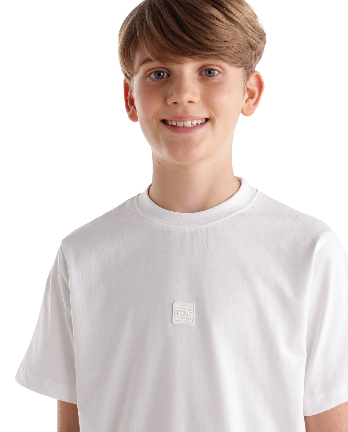 Rare Ones Kids Tian-K-T Off White Cotton Crew Neck Regular Plain T-Shirt