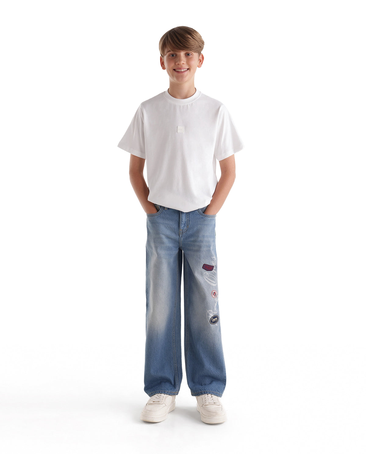 Rare Ones Kids Tian-K-T Off White Cotton Crew Neck Regular Plain T-Shirt