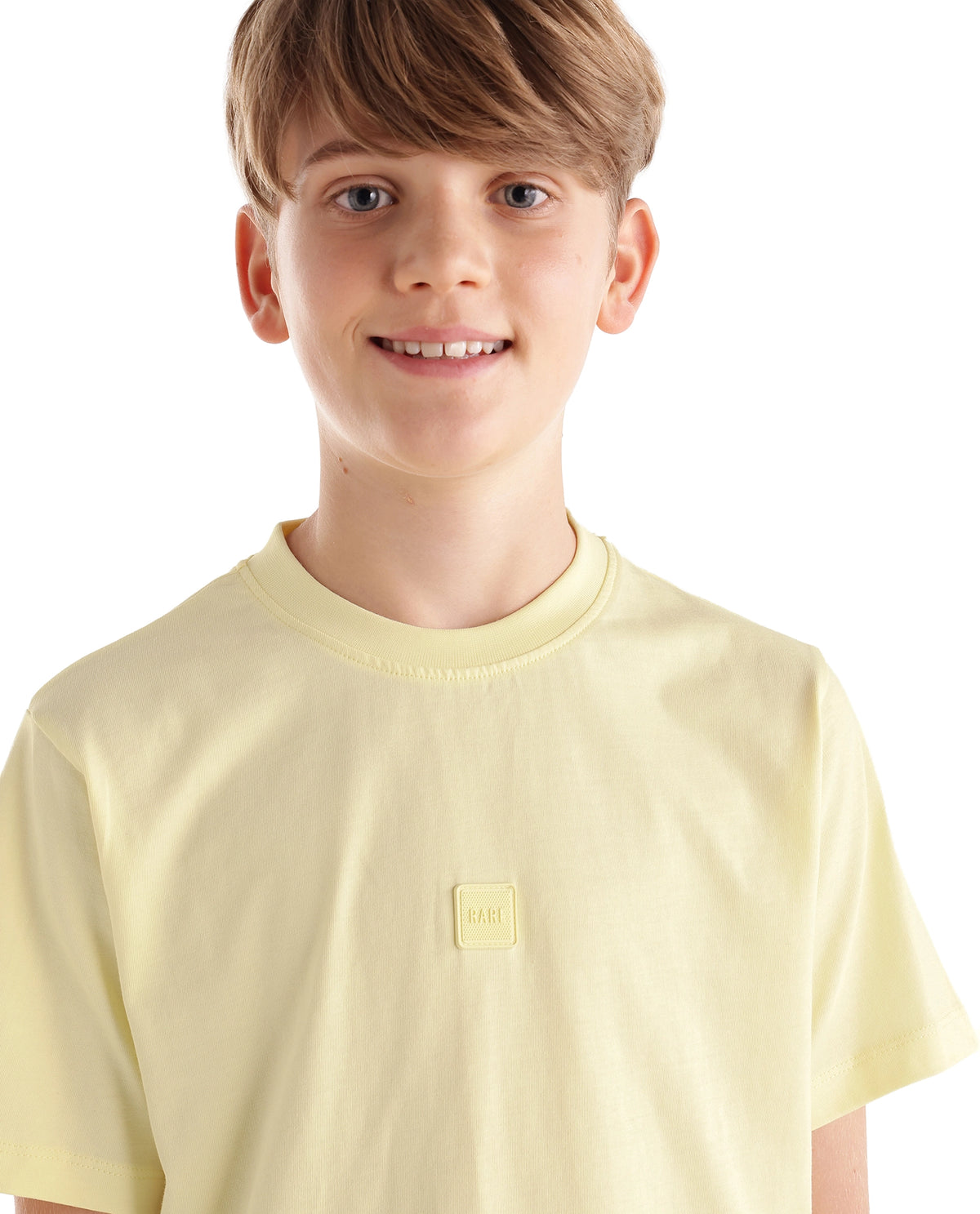 Rare Ones Kids Tian-K-T Pastel Yellow Cotton Crew Neck Regular Plain T-Shirt