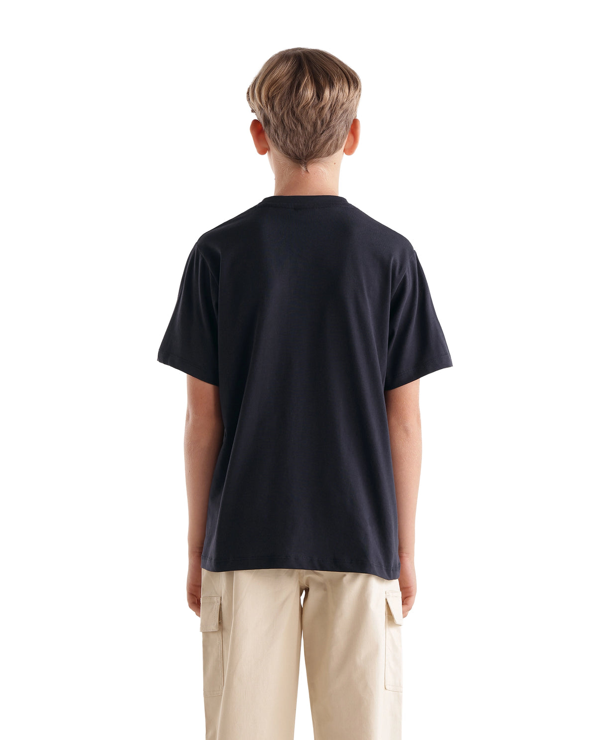 Rare Ones Kids Fumio-T Navy Cotton Crew Neck Regular Plain T-Shirt