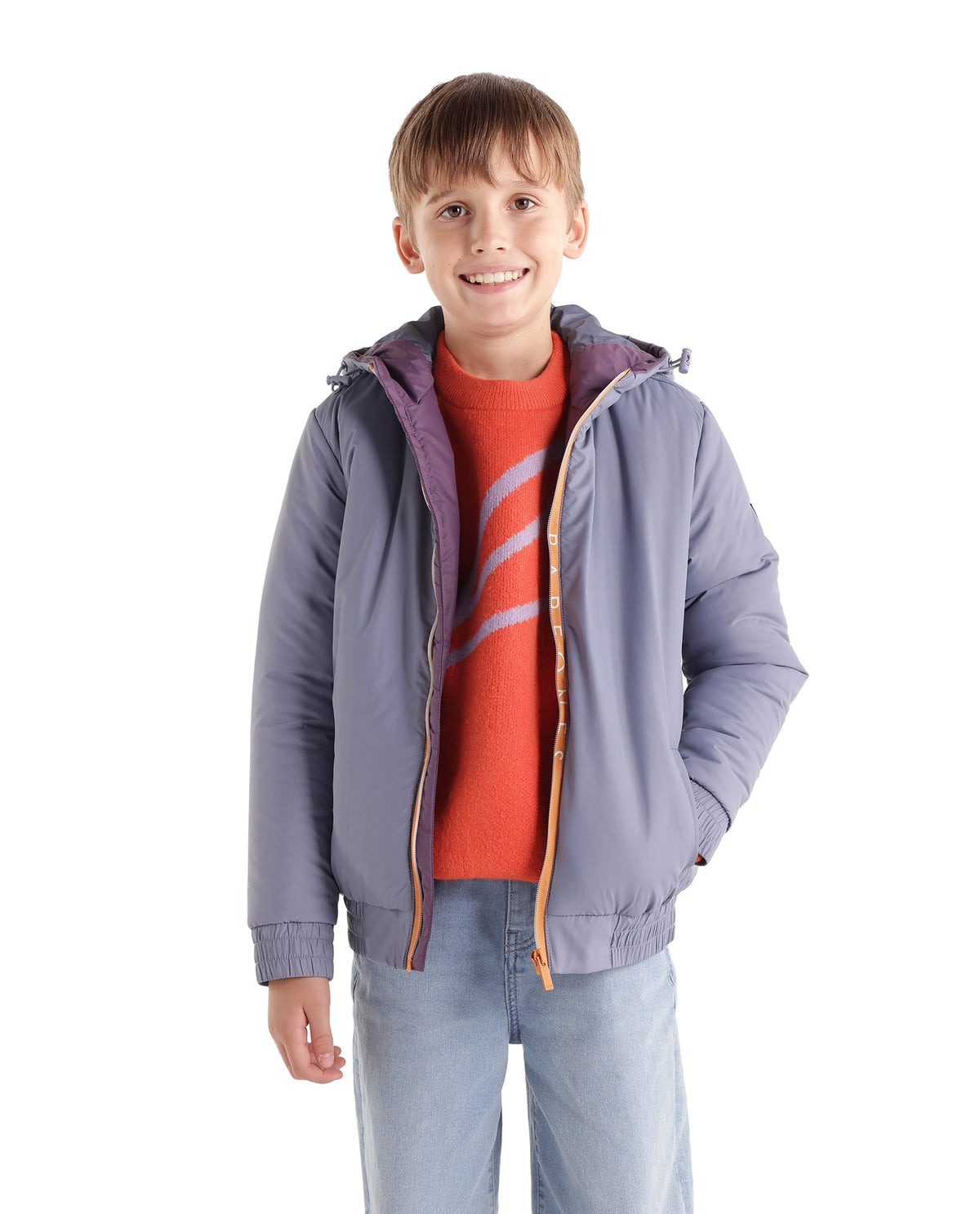 Rare Ones Kids Cason Dusky Blue Polyester Hooded Regular Plain Jacket