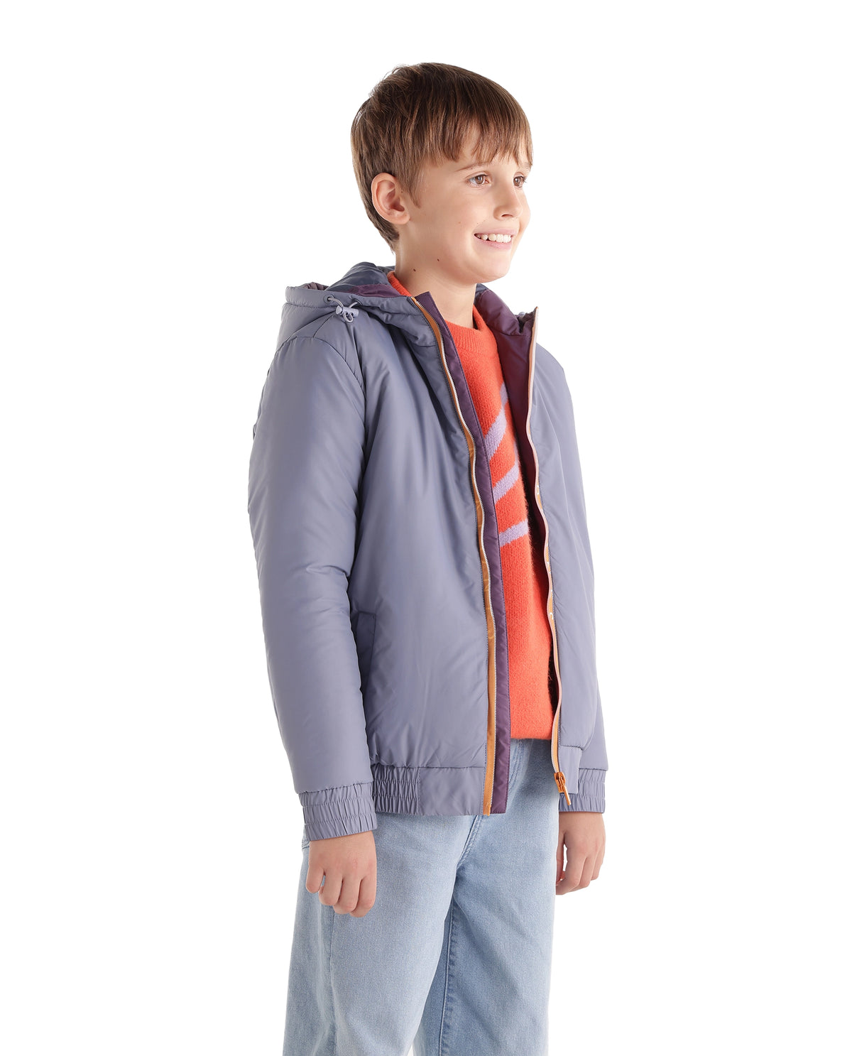 Rare Ones Kids Cason Dusky Blue Polyester Hooded Regular Plain Jacket