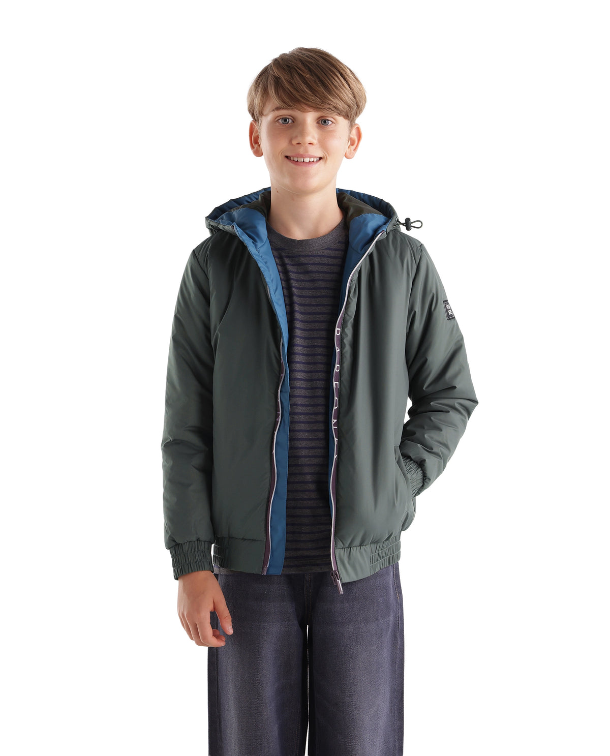 Rare Ones Kids Cason Olive Polyester Hooded Regular Plain Jacket