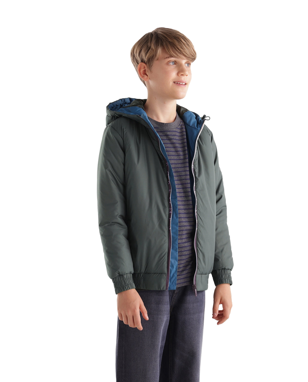 Rare Ones Kids Cason Olive Polyester Hooded Regular Plain Jacket