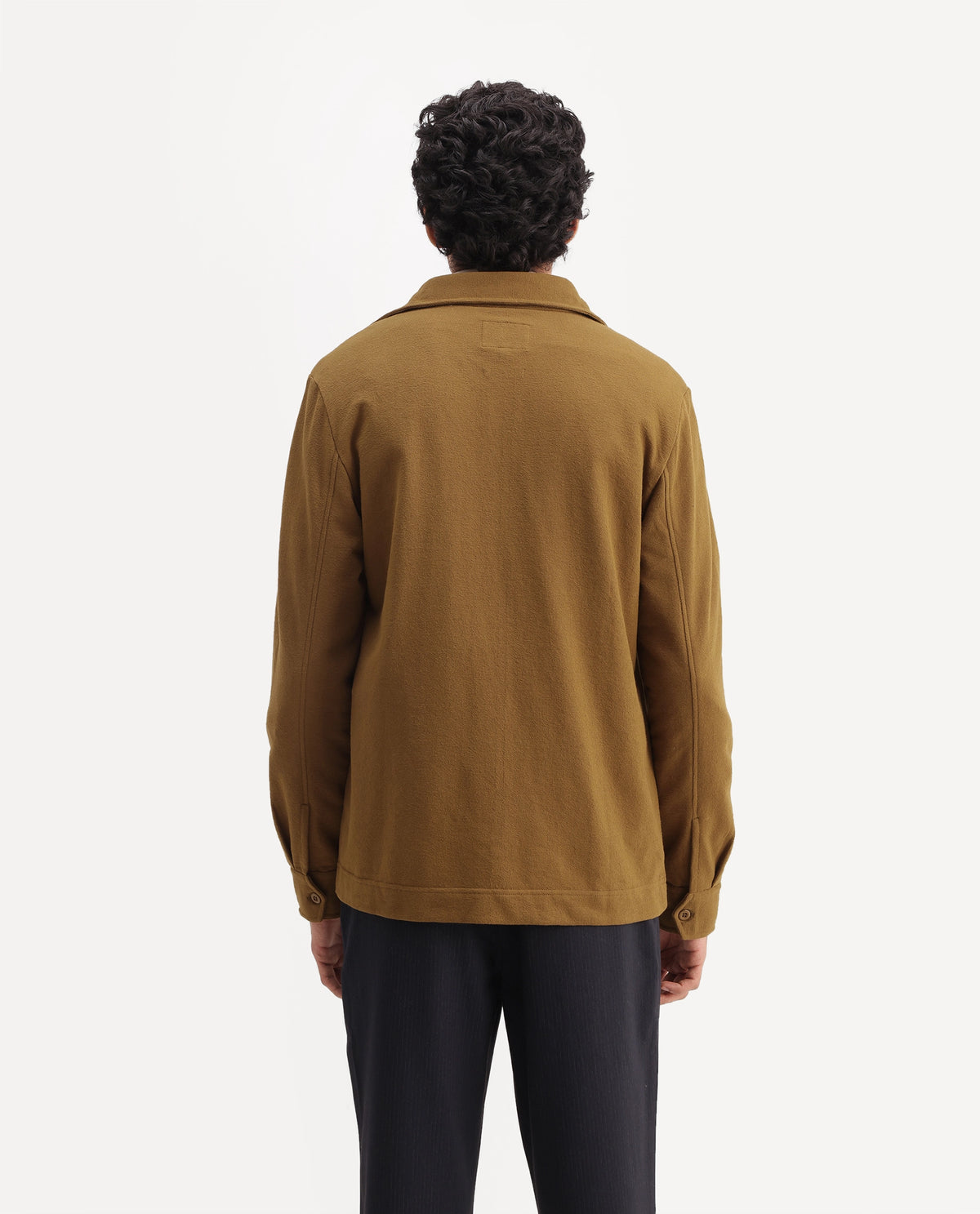 Rare Rabbit Mens Dido Dark Mustard Cotton Spread Collar Relaxed Textured Shacket