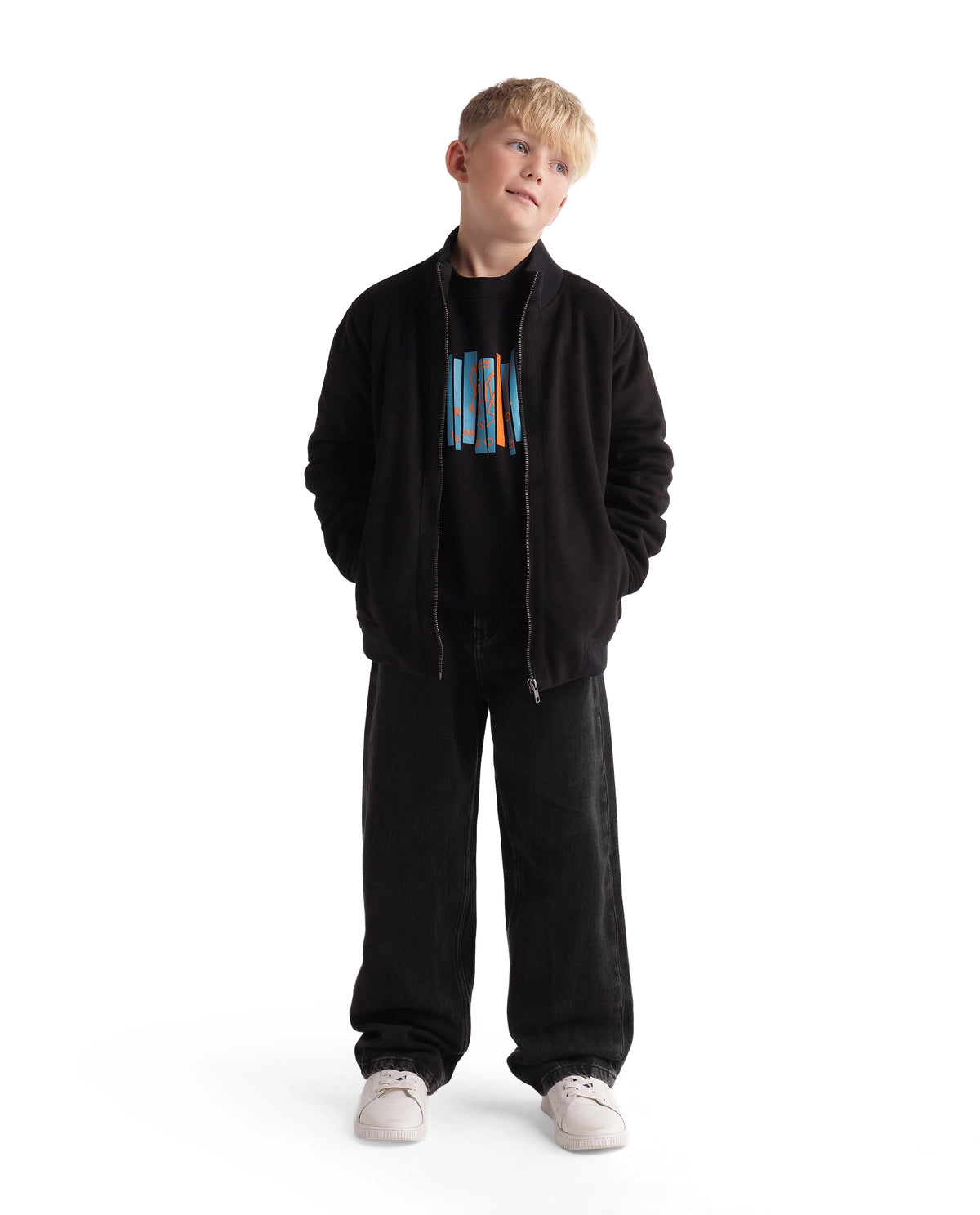 Rare Ones Kids Enom Grey Cotton Relaxed Plain Jeans