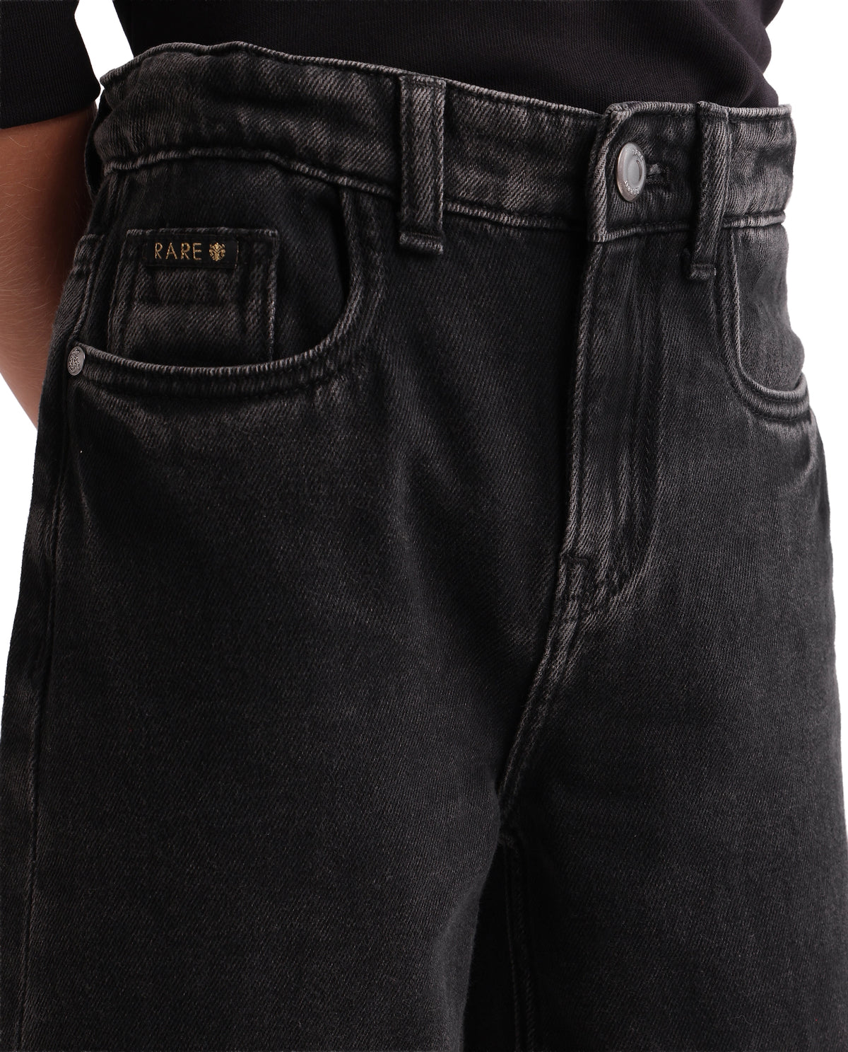 Rare Ones Kids Enom Grey Cotton Relaxed Plain Jeans
