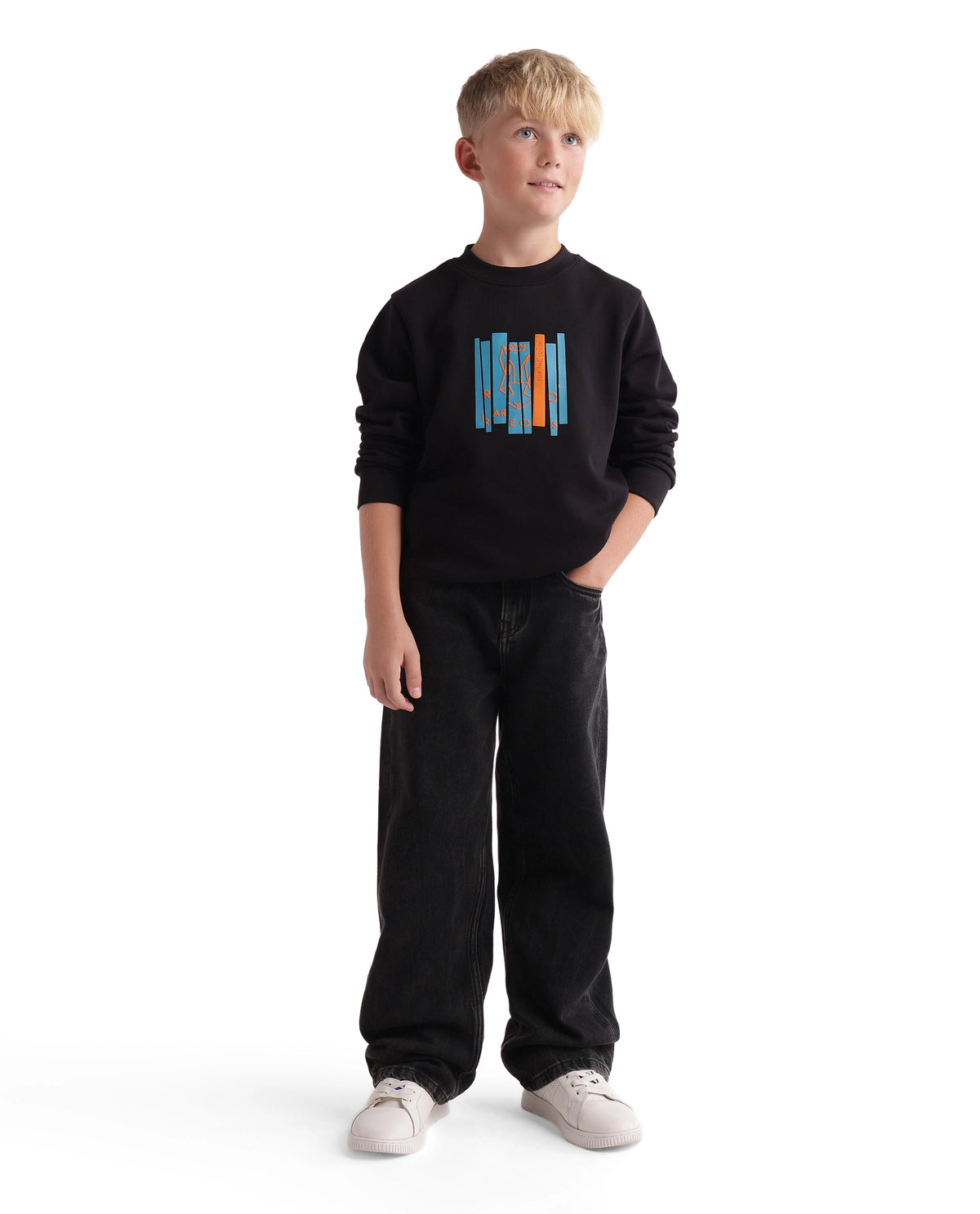 Rare Ones Kids Enom Grey Cotton Relaxed Plain Jeans