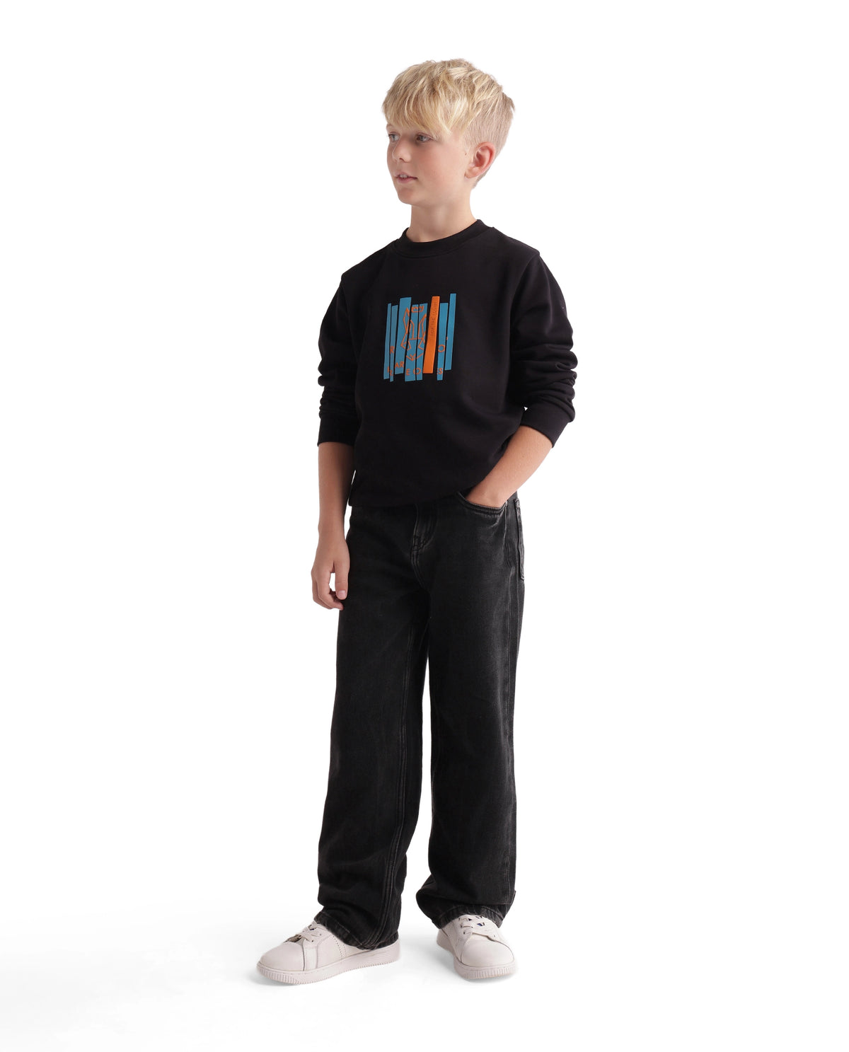 Rare Ones Kids Enom Grey Cotton Relaxed Plain Jeans