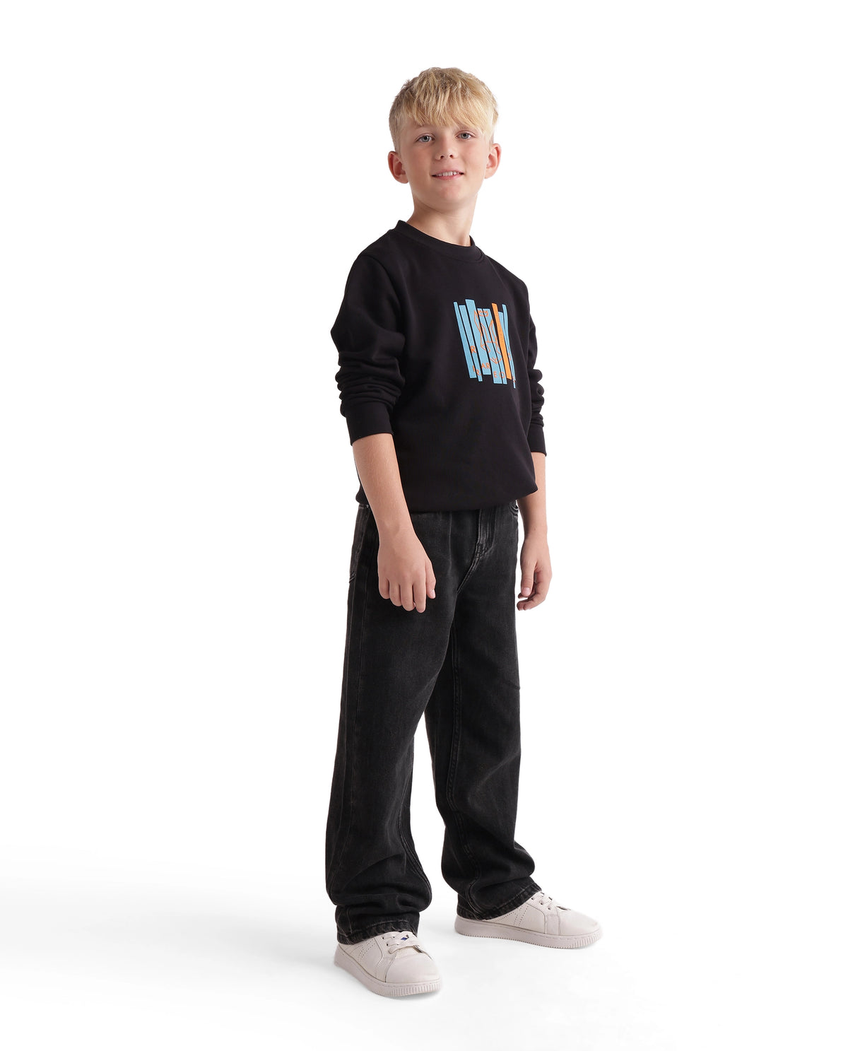 Rare Ones Kids Enom Grey Cotton Relaxed Plain Jeans