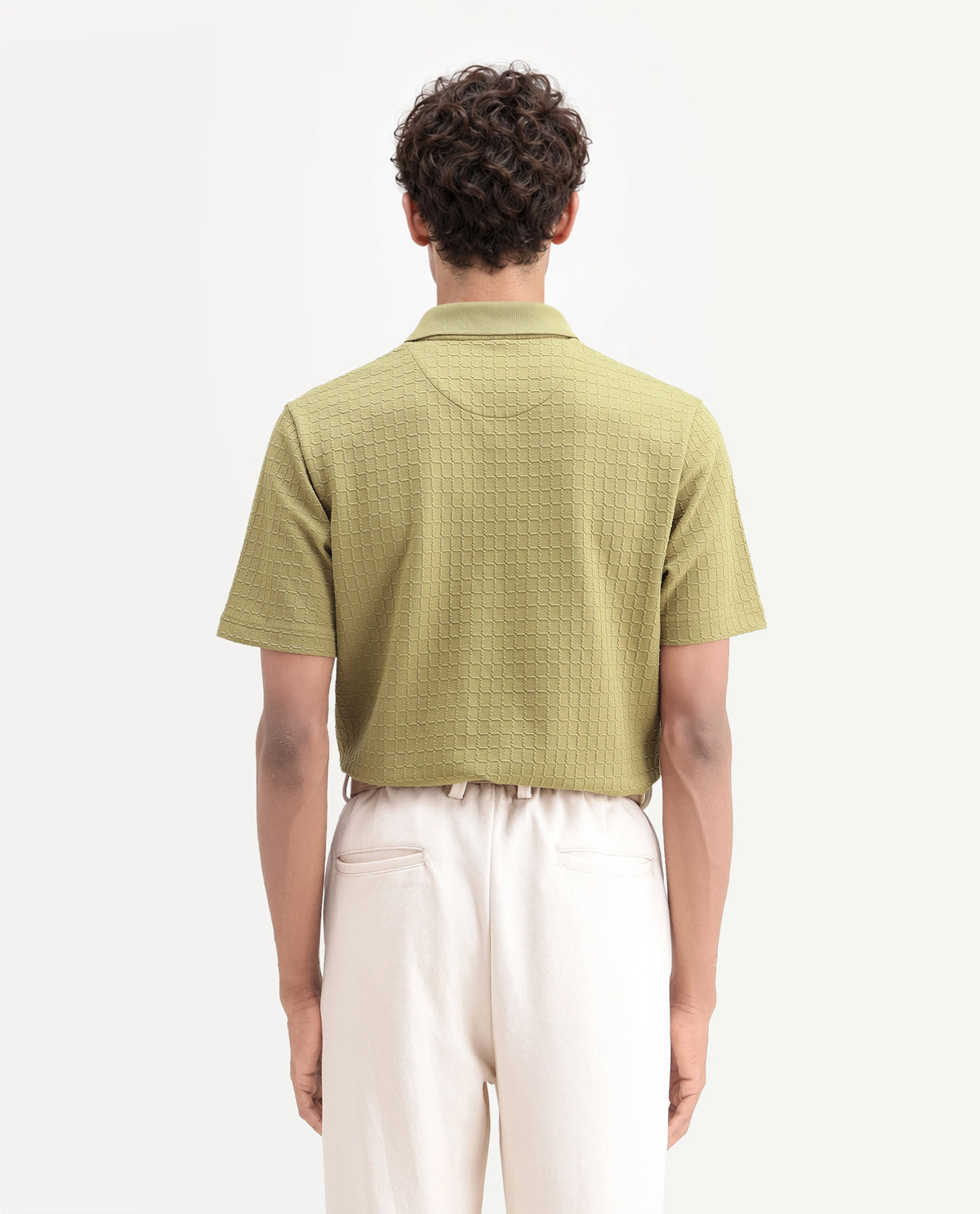 Rare Rabbit Men Devor Primary Olive Polyester Blend Jonny Collar Plain Regular Polo