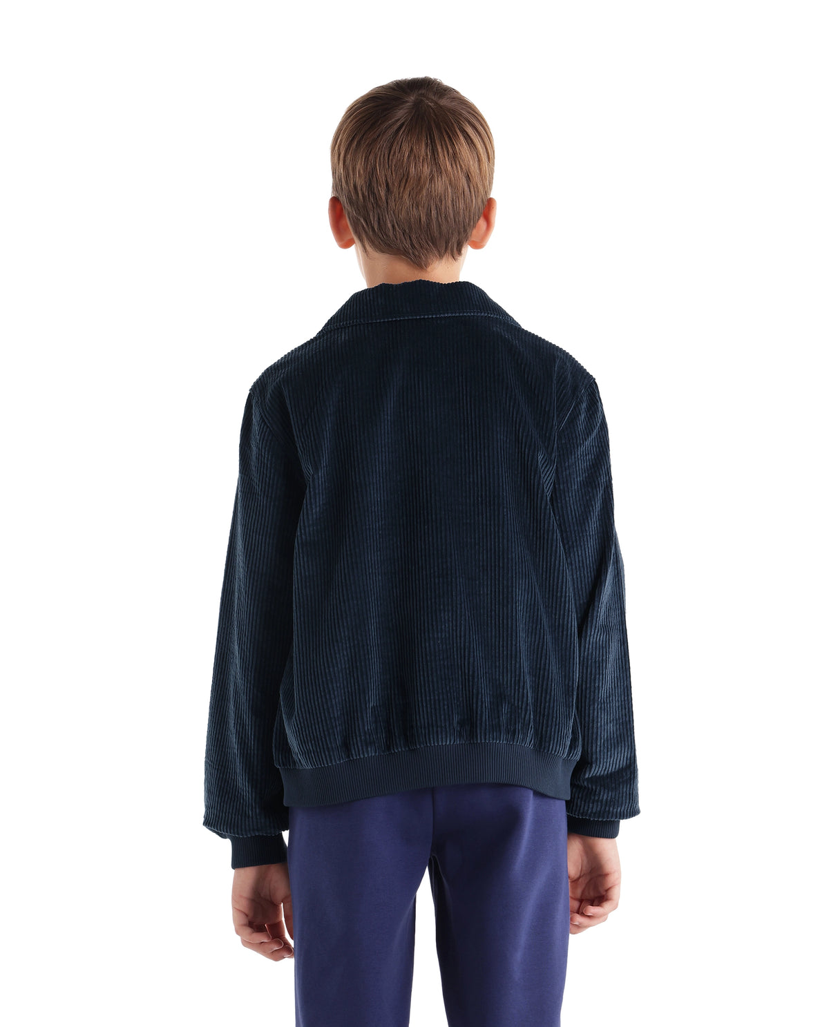 Rare Ones Kids Caro-S Primary Navy Cotton Spread Collar Plain Regular Shacket