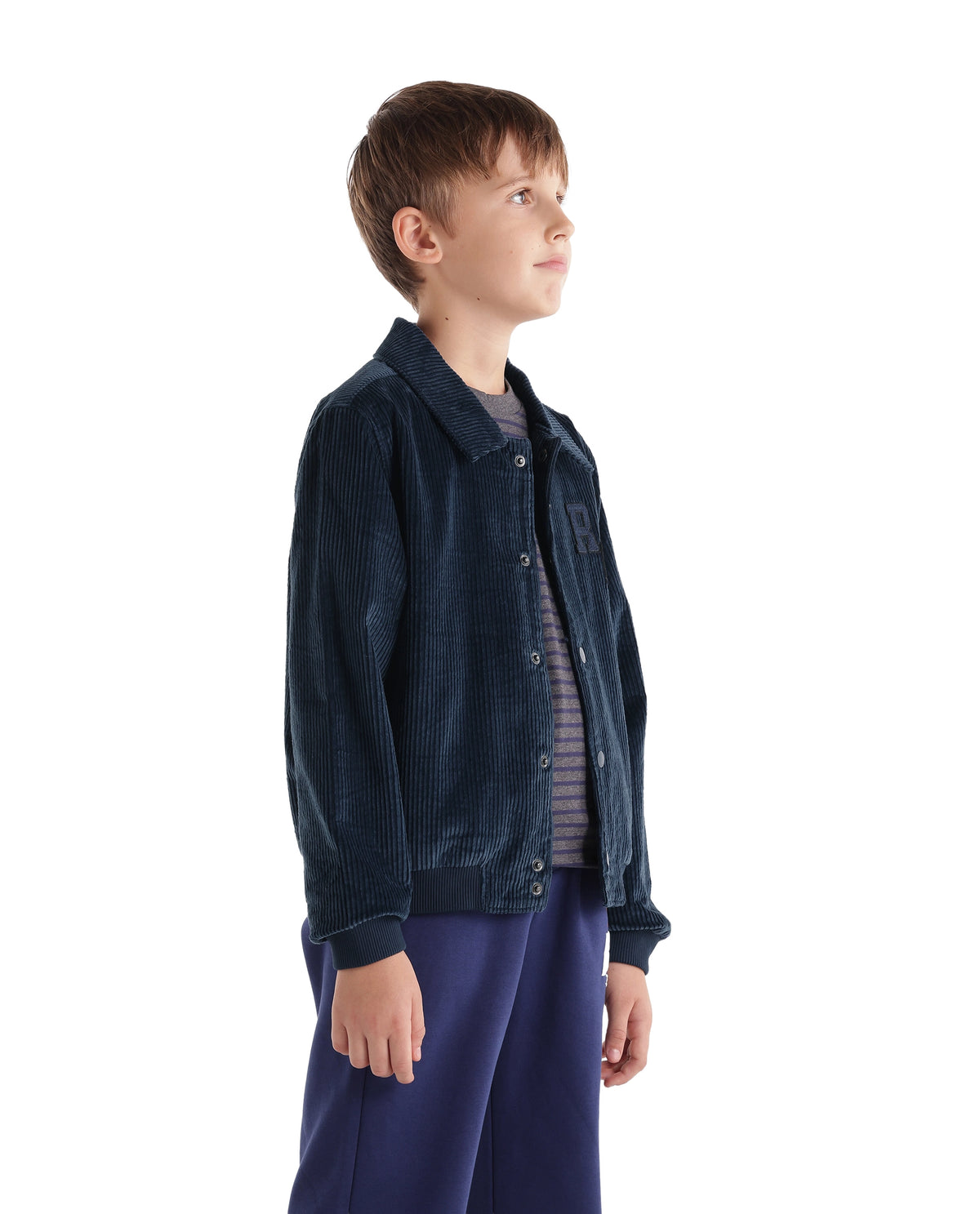 Rare Ones Kids Caro-S Primary Navy Cotton Spread Collar Plain Regular Shacket
