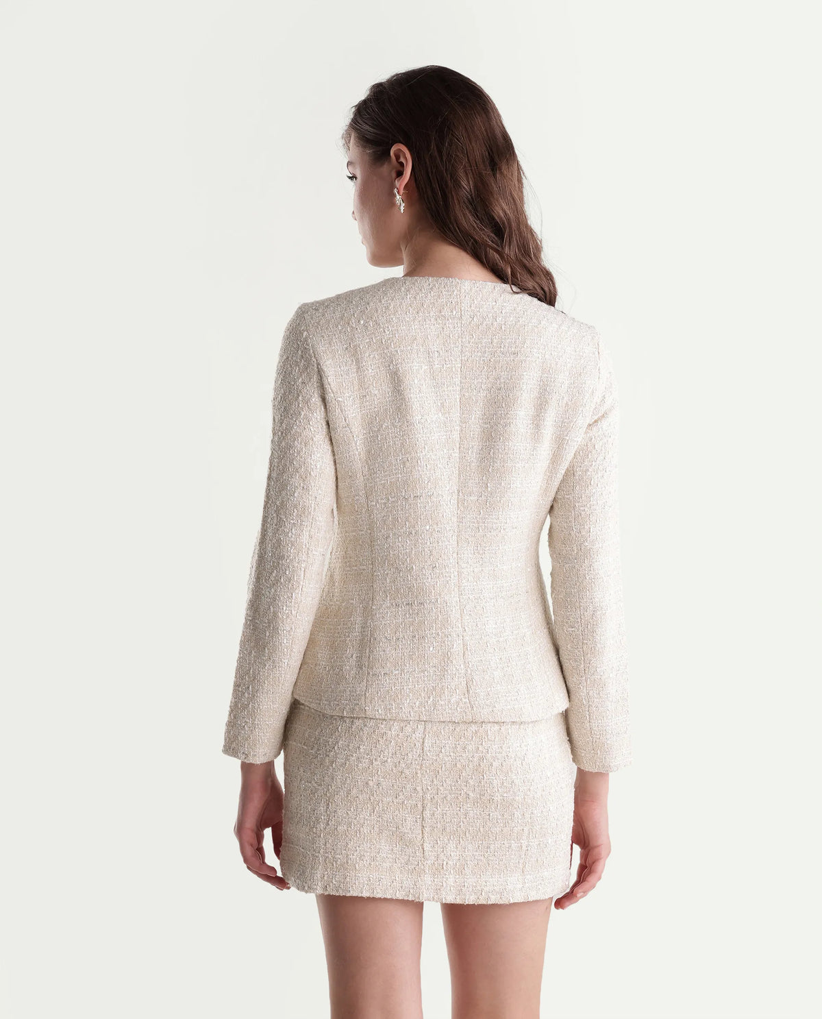 Rareism Women Onoat-J Primary Off White Polyester Blend Plain Regular Jacket