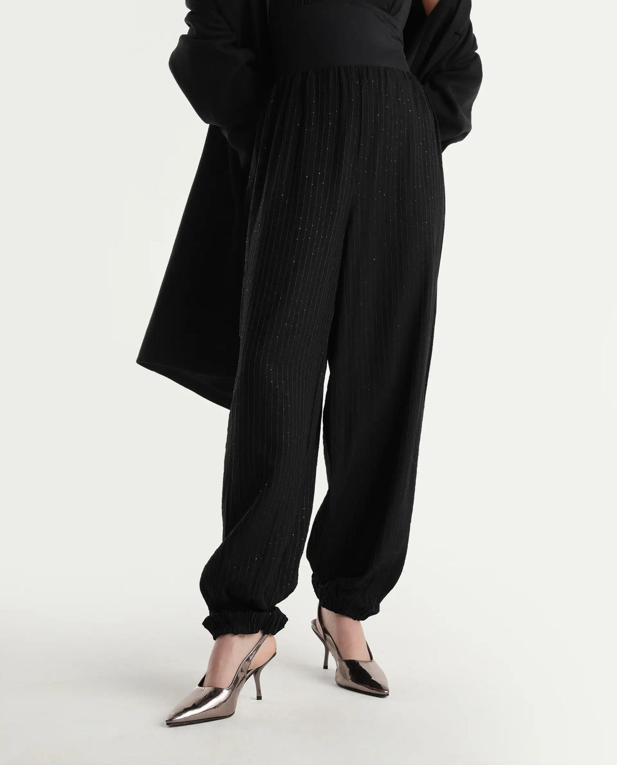Rareism Womens Onfrad Black Viscose Blend Jogger Plain Trouser