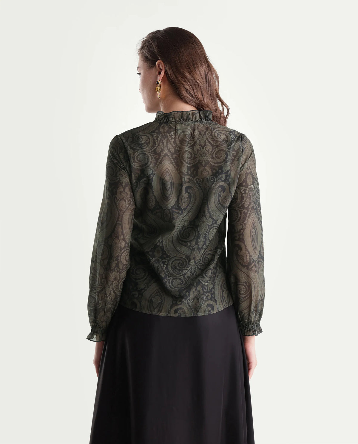 Rareism Womens Onfry Brown Polyester Regular Paisley Print Top