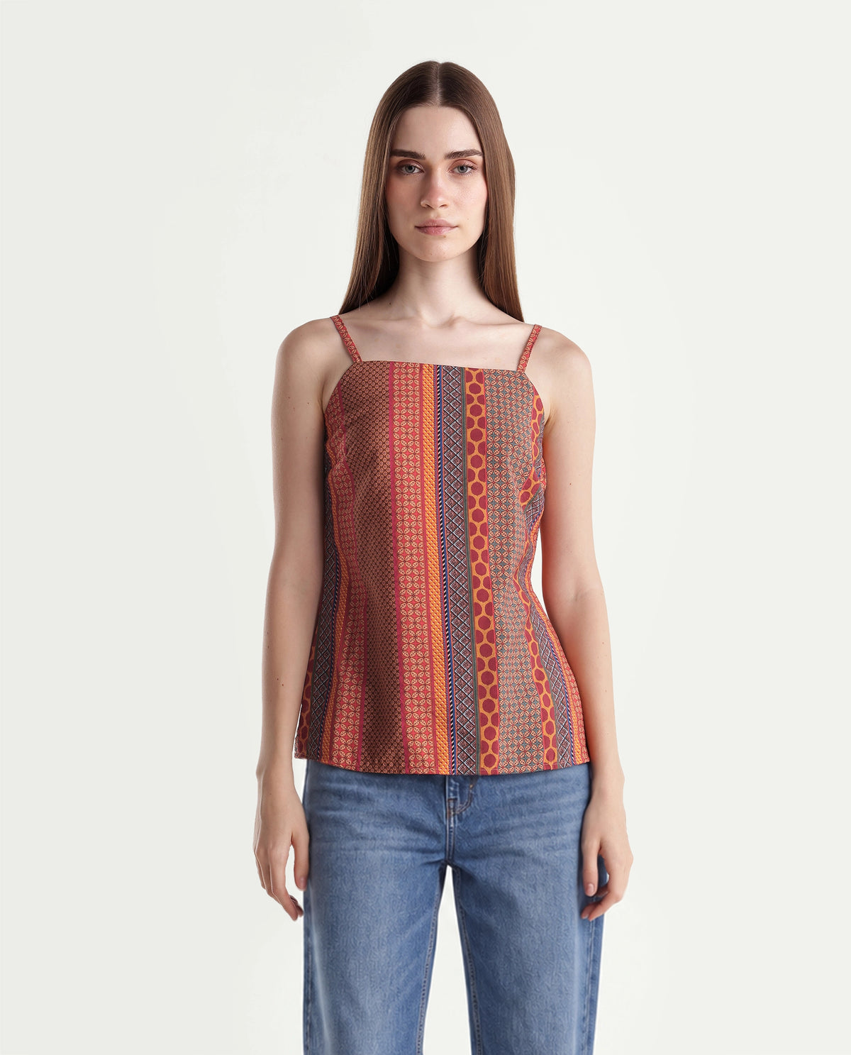 Rareism Womens Onflo-T Multi Viscose Blend Regular Printed Top