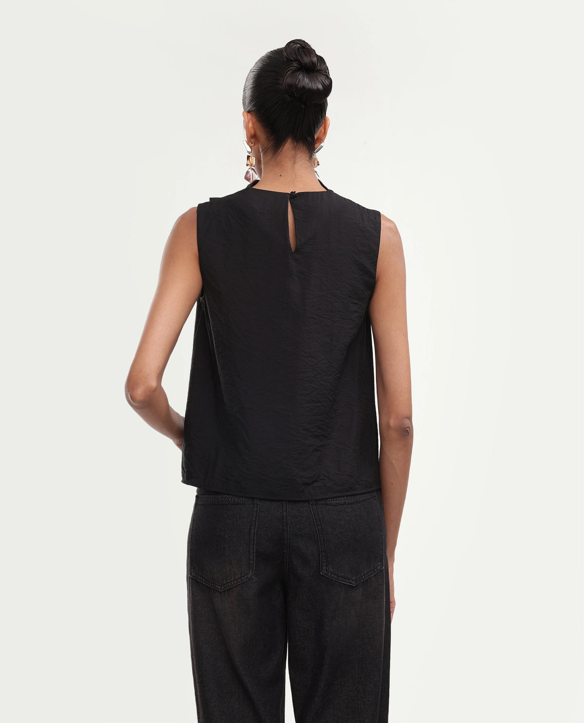 Rareism Womens Onjowl Black Viscose Blend Cowl Neck Swing Plain Top