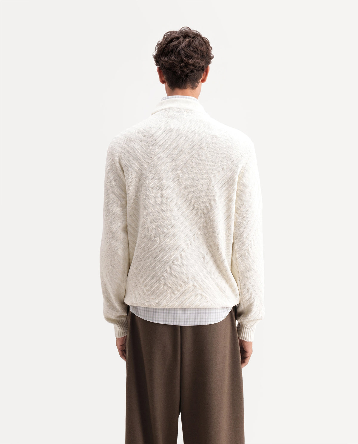 Rare Rabbit Mens Zirl Off White Acrylic Pull-On Regular Jacquard Sweater