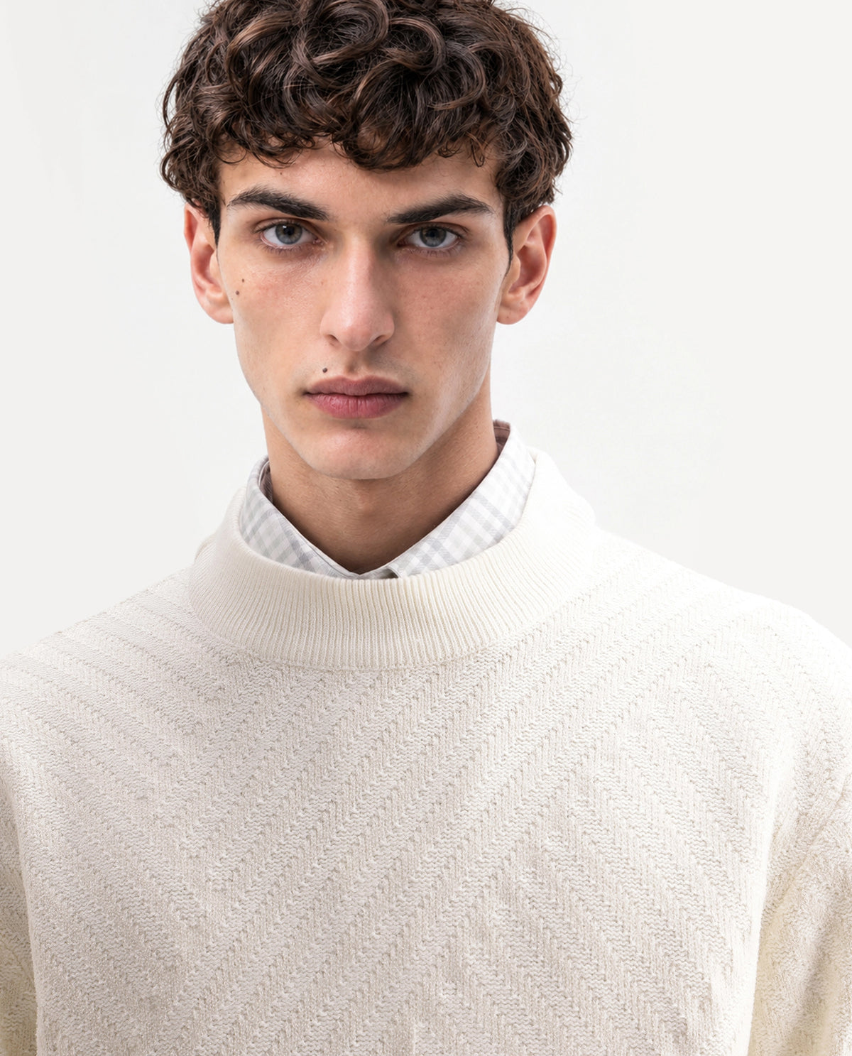 Rare Rabbit Mens Zirl Off White Acrylic Pull-On Regular Jacquard Sweater