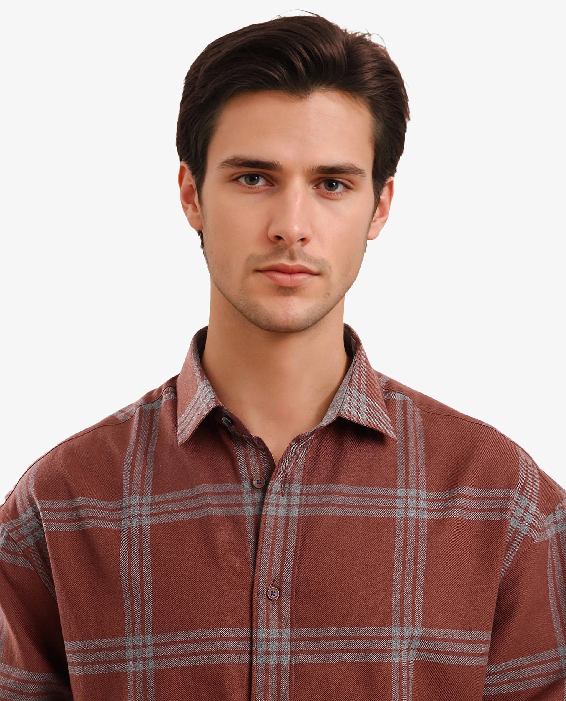 Rare Rabbit Men Russ Dark Brown Full Sleeve Regular Collar Button Closure Regular Fit Checks Shirt