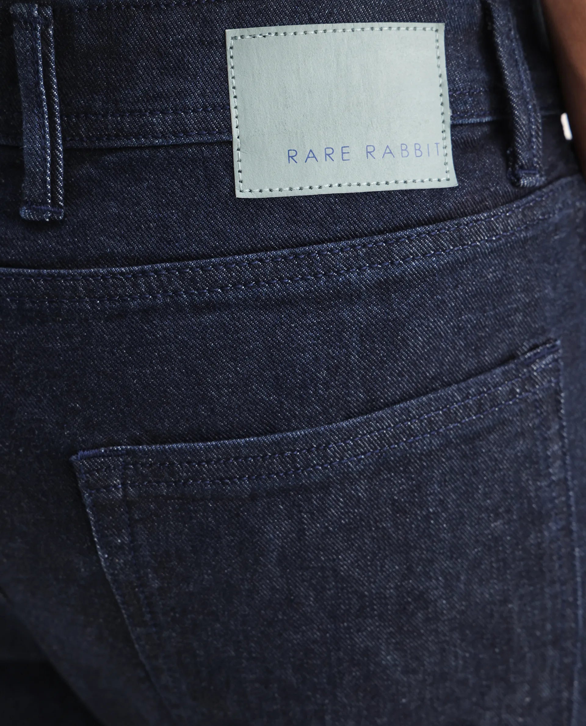 Rare Rabbit Men's Sam Dark Blue Cotton Plain Kurt Carrot Fit Jeans