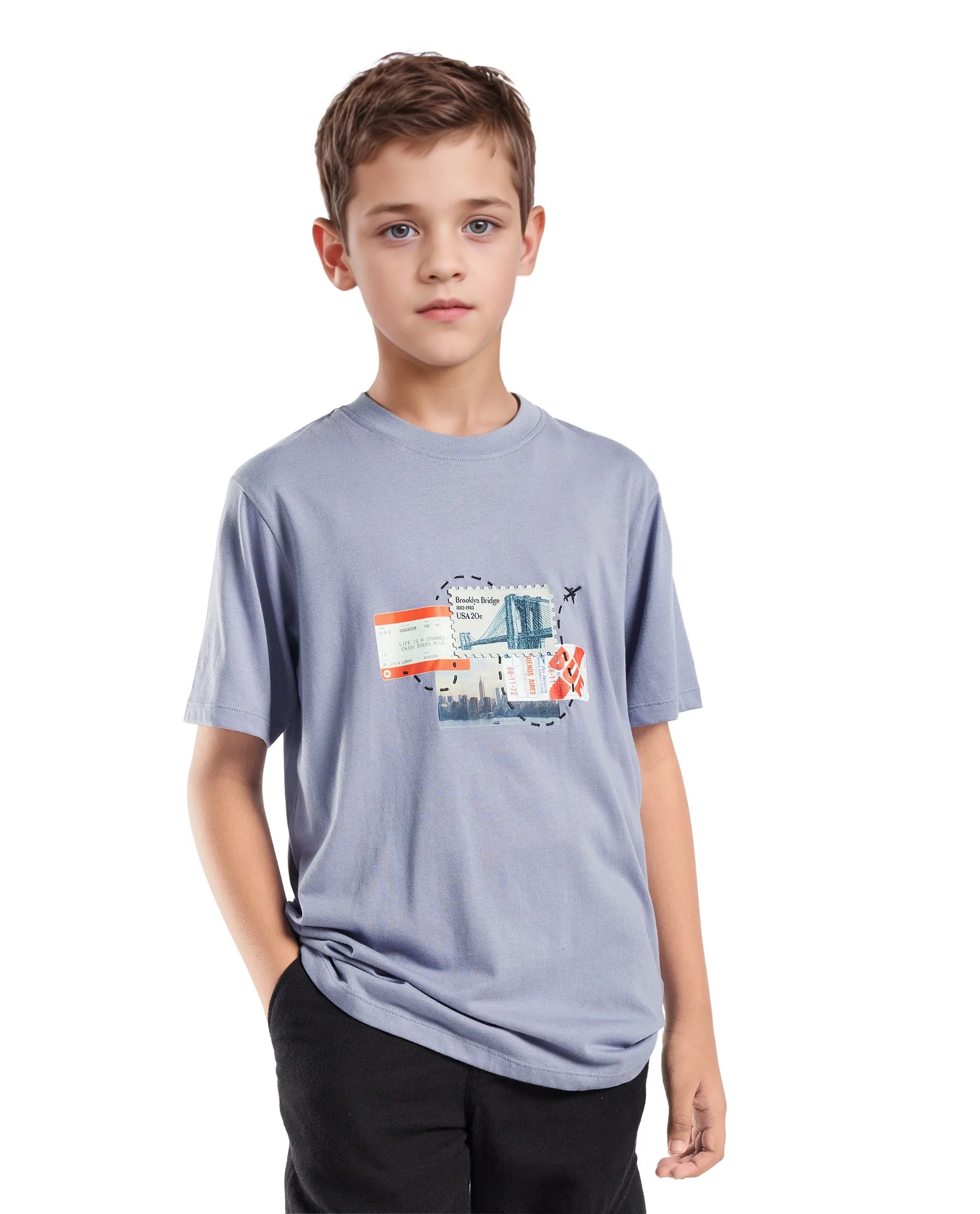 Rare Ones Kids Seok Dusky Purple Cotton Graphic Print Regular Fit T-Shirt