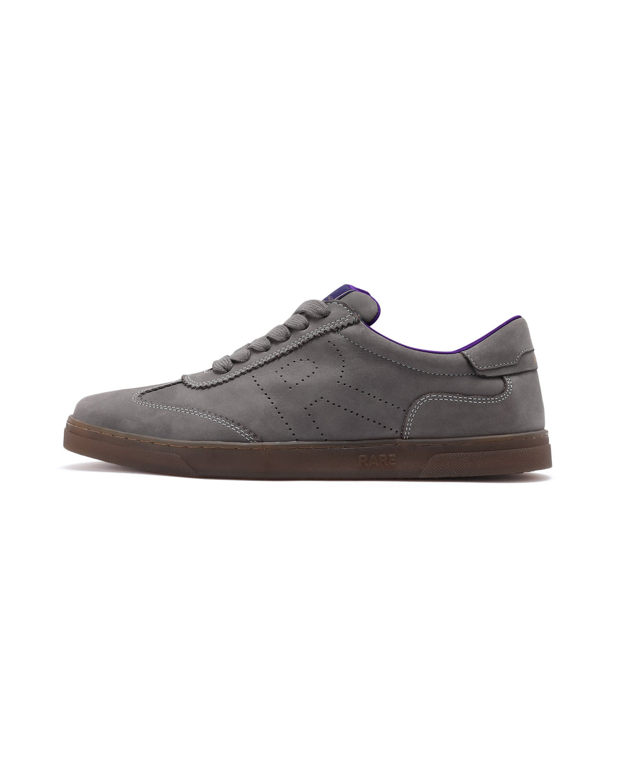 Rare Rabbit Men's Magellan Grey Premium Nubuck Lace Up Low Top Round Toe Sneaker Shoes
