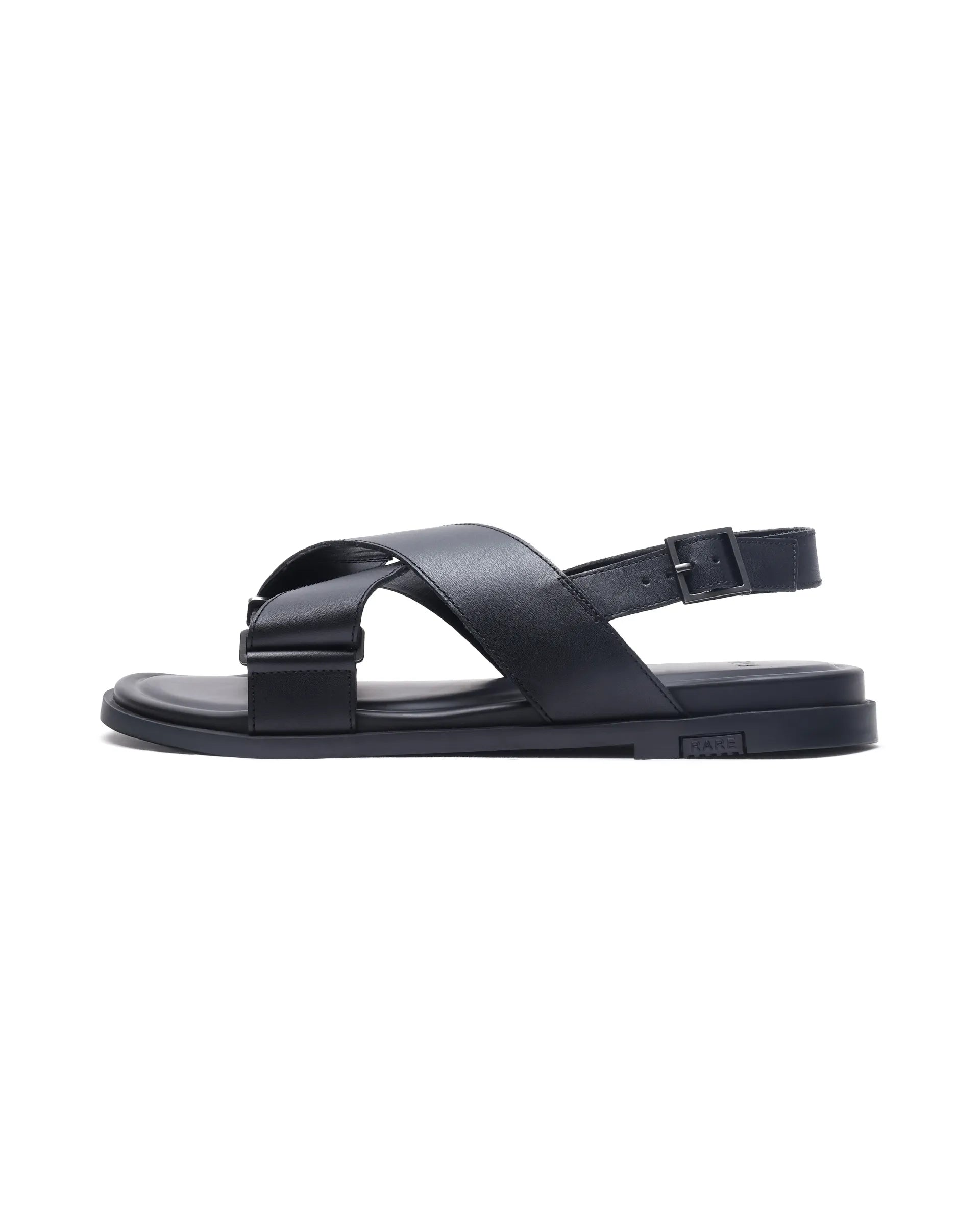 Rare Rabbit Men's Monz Black Slip-On Closure Sandal