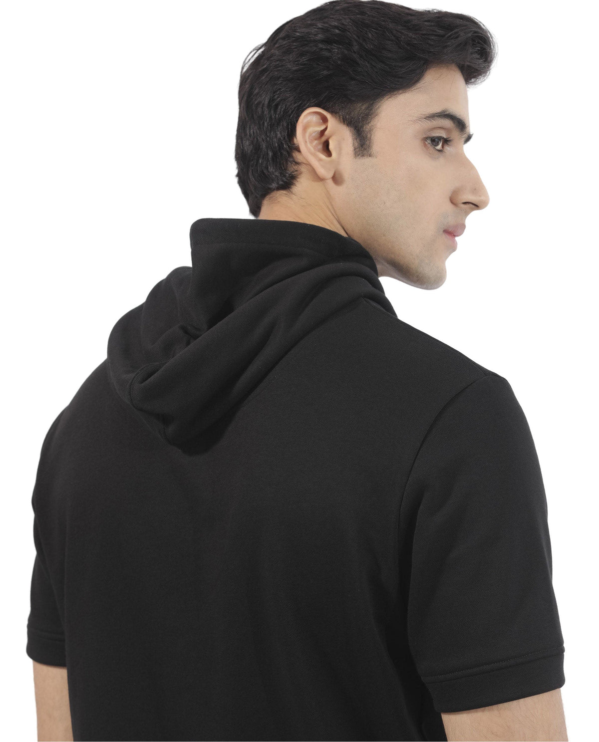 Rare Rabbit Mens Shood Black Sweatshirt Short Sleeve Hooded Solid