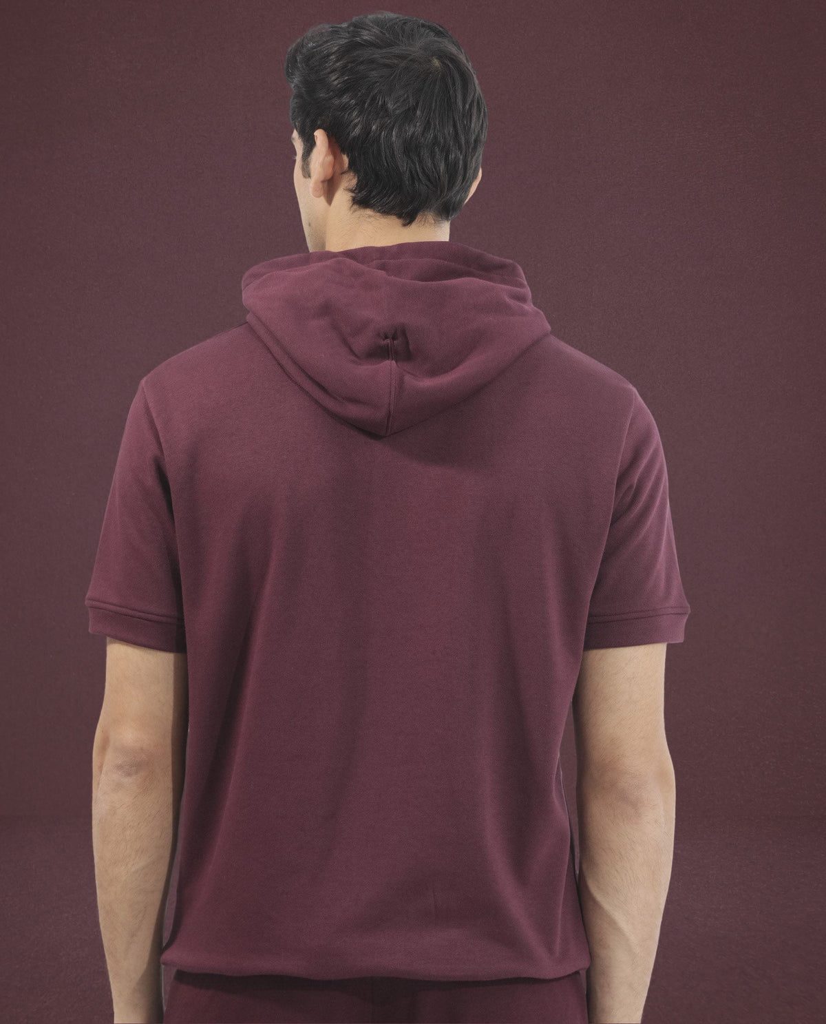 Rare Rabbit Mens Shood Maroon Sweatshirt Short Sleeve Hooded Solid