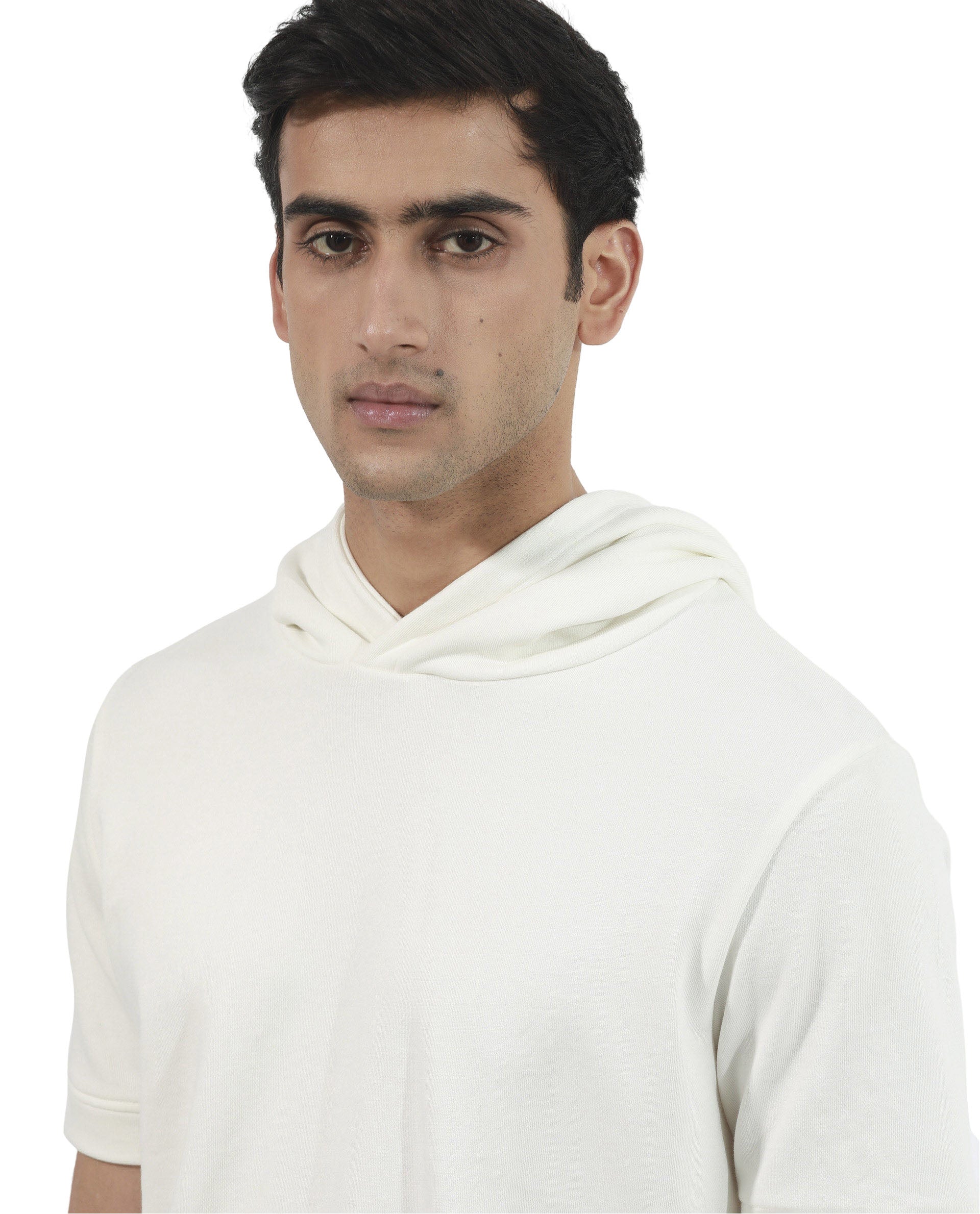 Rare Rabbit Mens Shood Off White Sweatshirt Short Sleeve Hooded Solid
