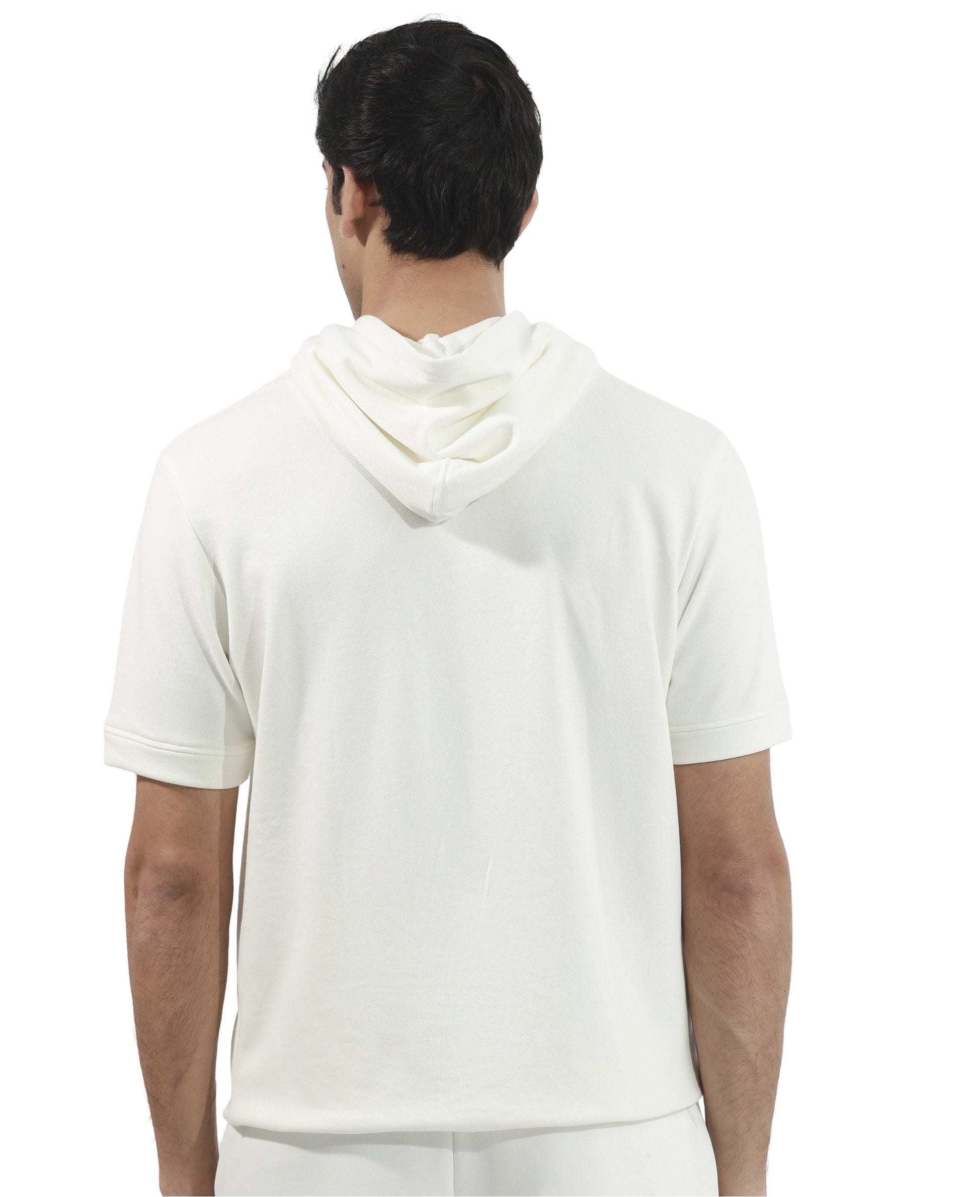 Rare Rabbit Mens Shood Off White Sweatshirt Short Sleeve Hooded Solid