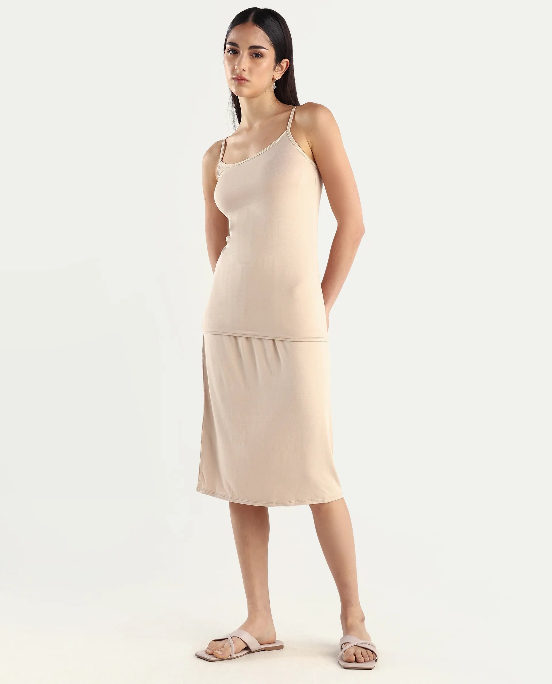 Rareism Women's Slipon Beige Shoulder Strap Plain Shoulder Strap Regular Fit Inner Wear