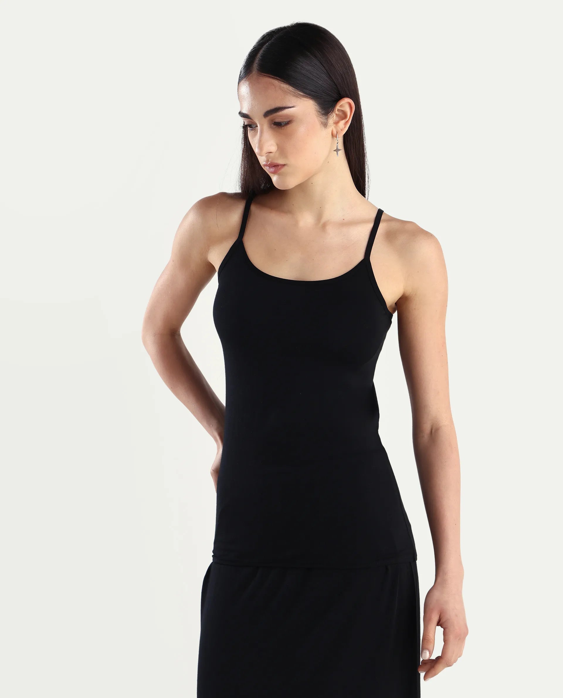 Rareism Women's Slipon Black Shoulder Strap Plain Shoulder Strap Regular Fit Inner Wear