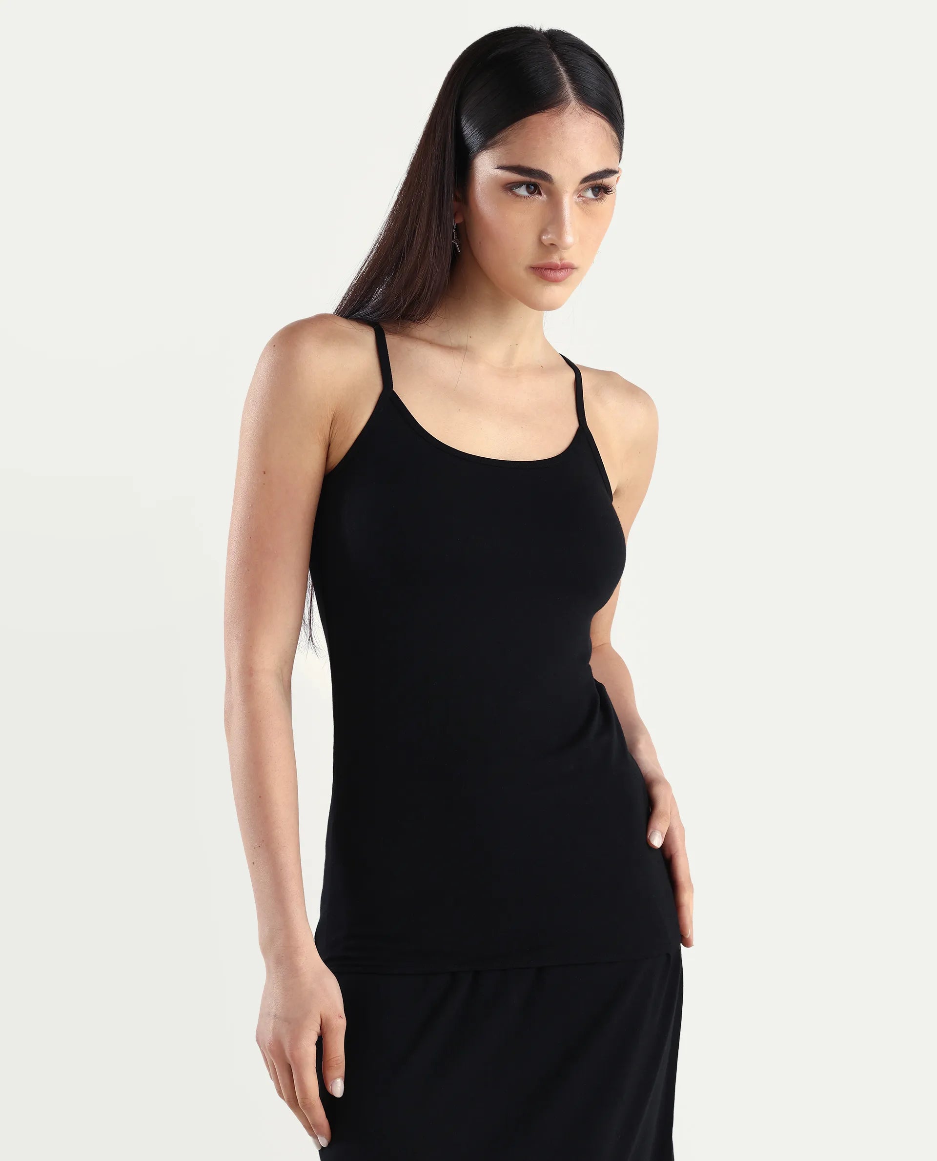 Rareism Women's Slipon Black Shoulder Strap Plain Shoulder Strap Regular Fit Inner Wear