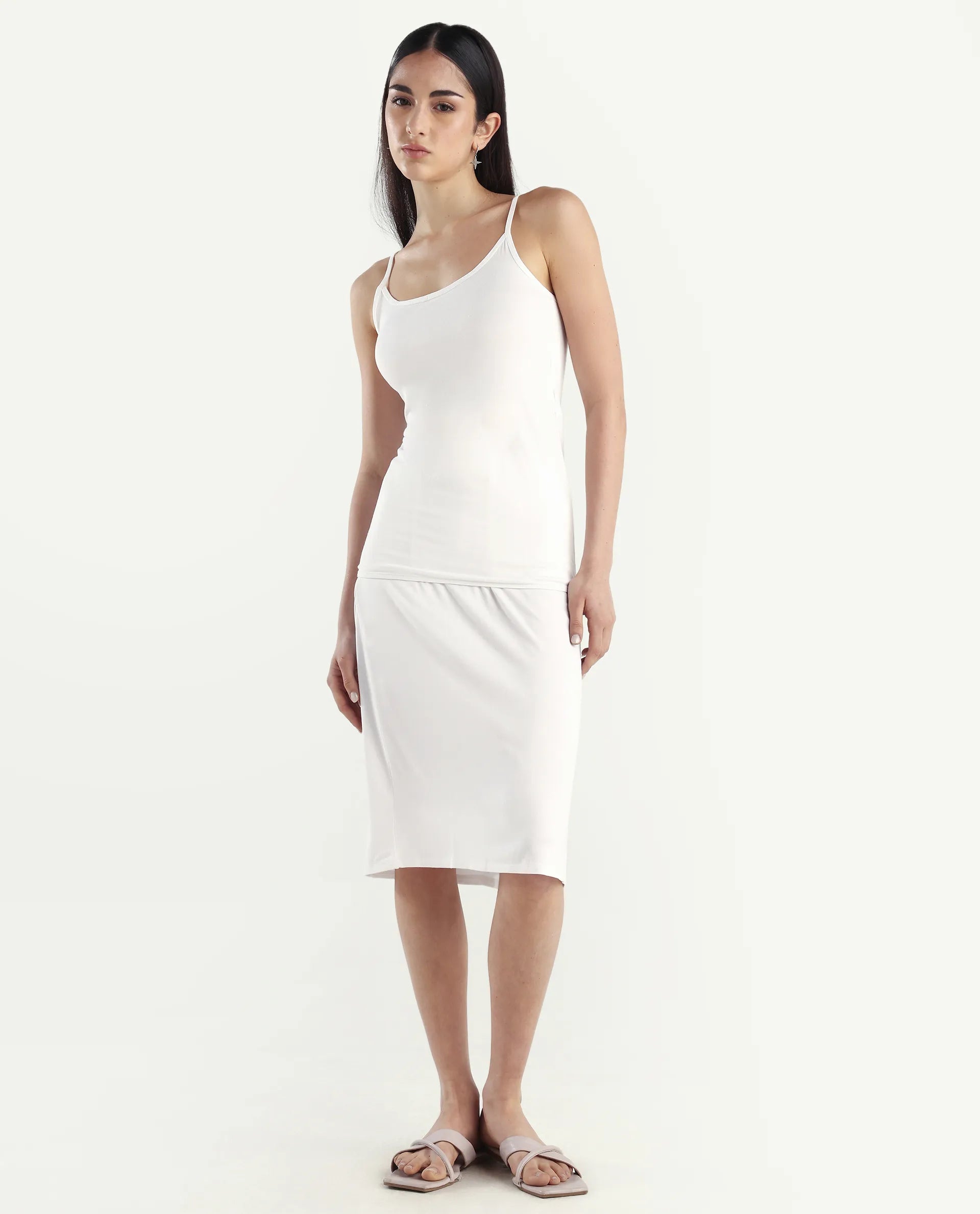 Rareism Women's Slipon White Shoulder Strap Plain Shoulder Strap Regular Fit Inner Wear